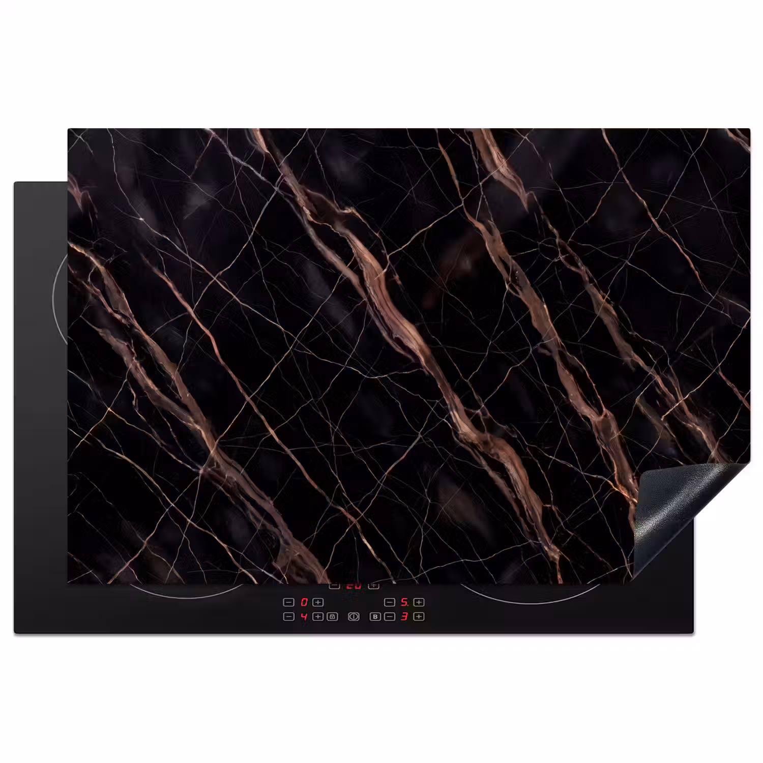 Marmer - Goud - Patroon - Luxe - Zwart Inductie beschermer vinyl 3mm klein -3d