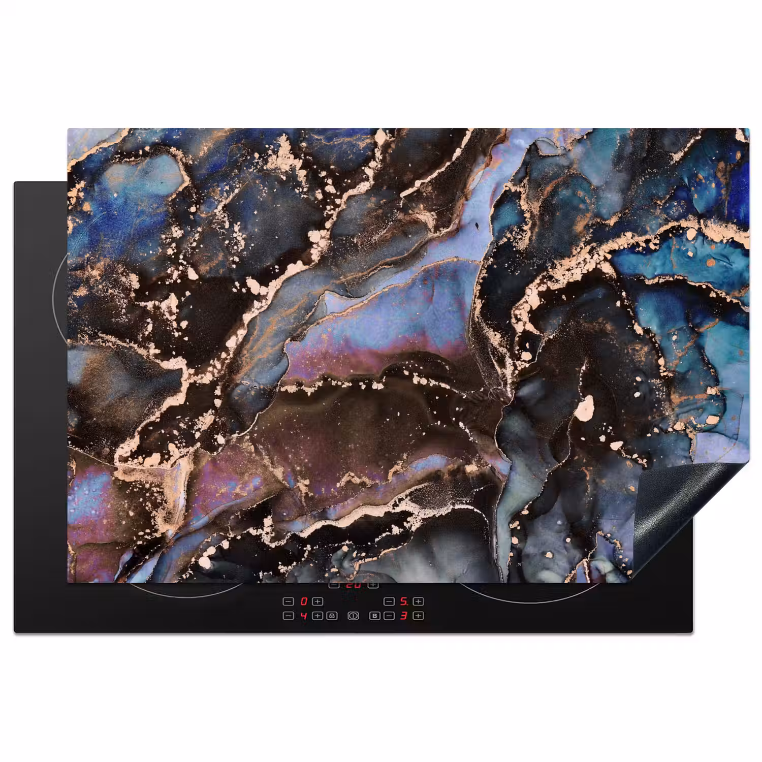 Marmer - Goud - Rosé Inductie beschermer vinyl 3mm klein -3d