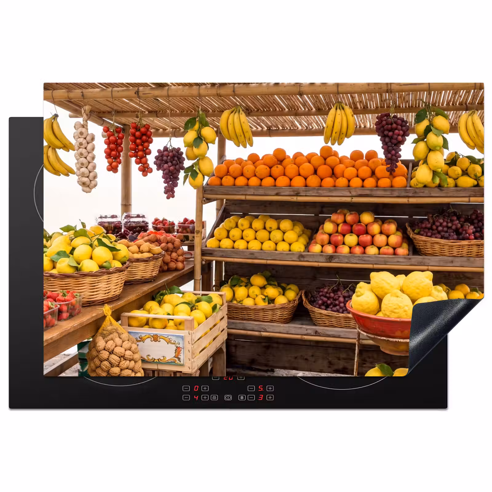 Induction Hob Cover - Market Stall - Fruit - Fresh - Marktkraam - Fruit - Vers Inductie beschermer vinyl 3mm klein