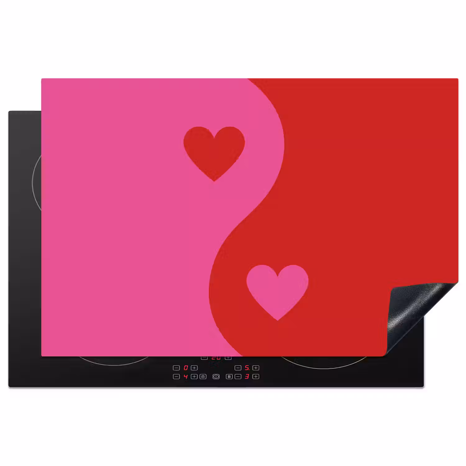 Minimalistisch - Rood - Roze - Hartjes Inductie beschermer vinyl 3mm klein -3d