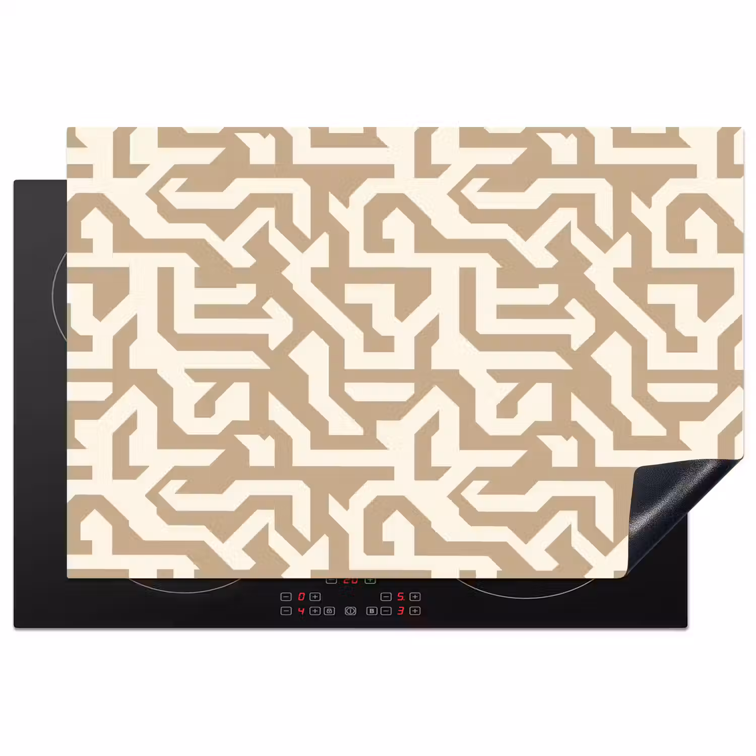 Modern - Abstract - Beige Inductie beschermer vinyl 3mm klein 276 -3d