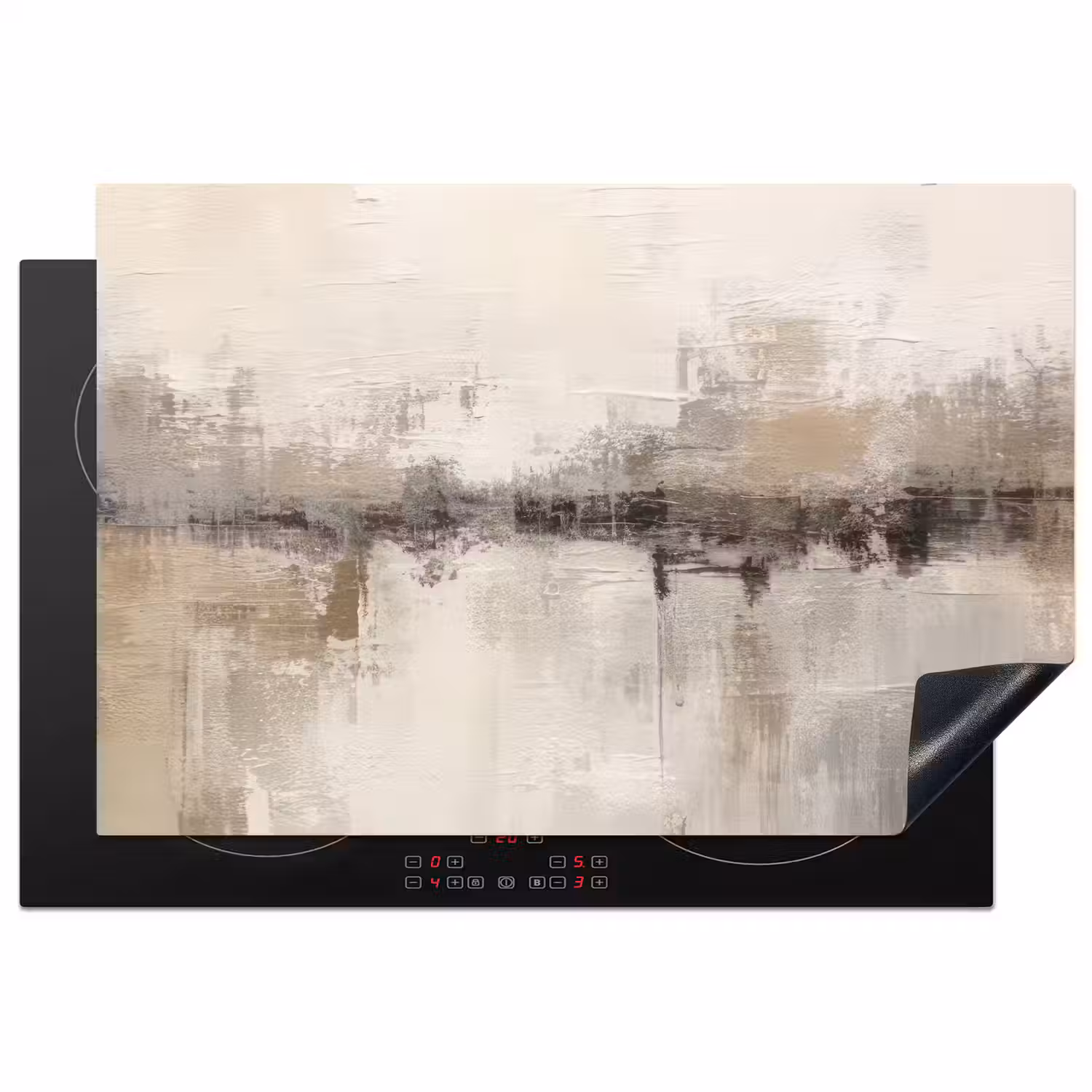 Moderne kunst - Abstract - Beige Inductie beschermer vinyl 3mm klein -3d