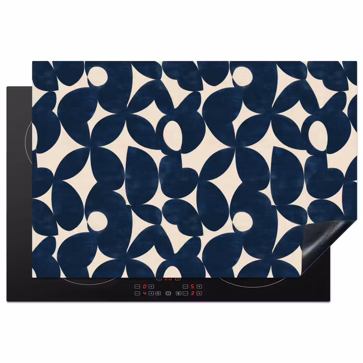 Modern - Geometrisch - Blauw Inductie beschermer vinyl 3mm klein 276 -3d