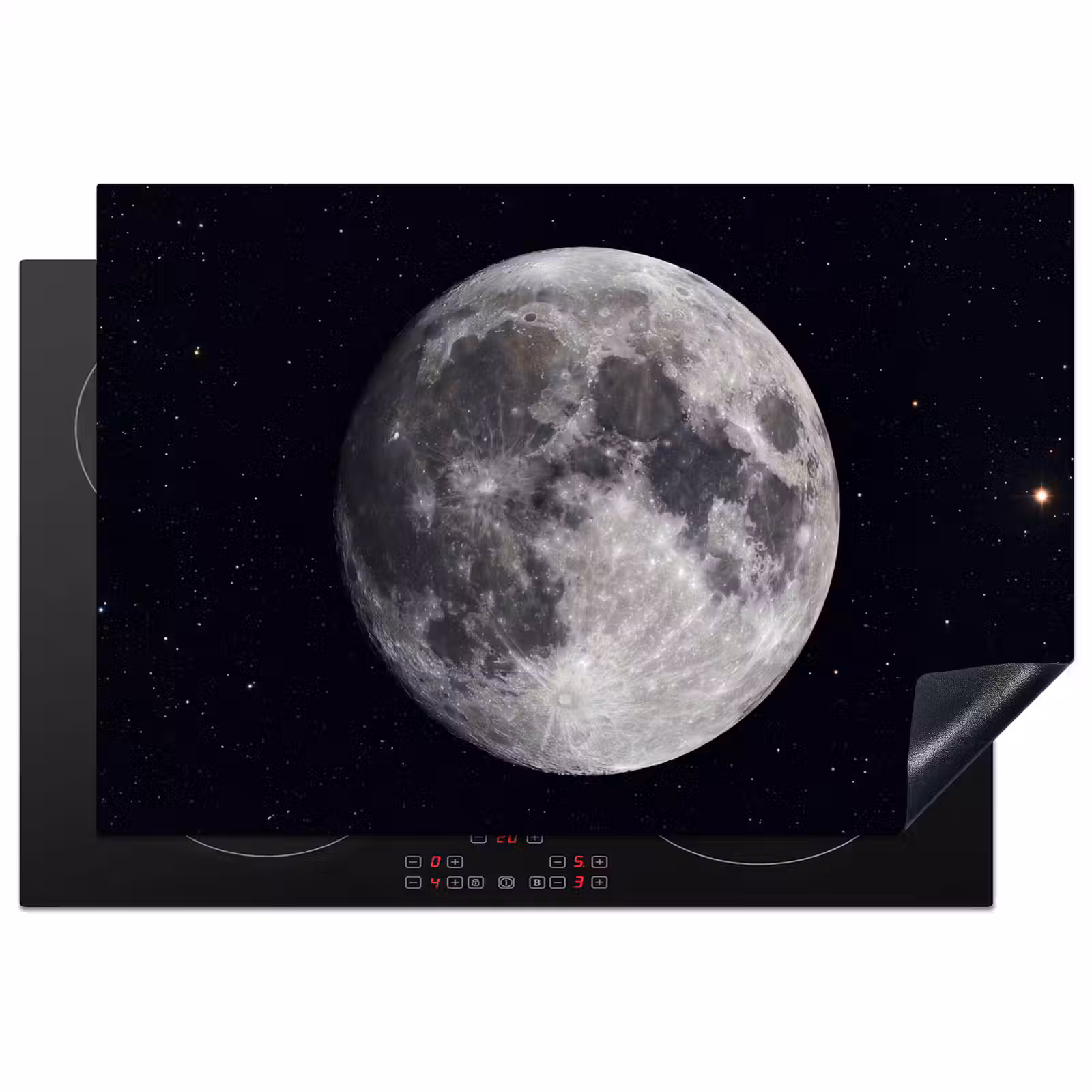 Induction Hob Cover - Moon - Stars - Space - Maan - Sterren - Ruimte Inductie beschermer vinyl 3mm klein