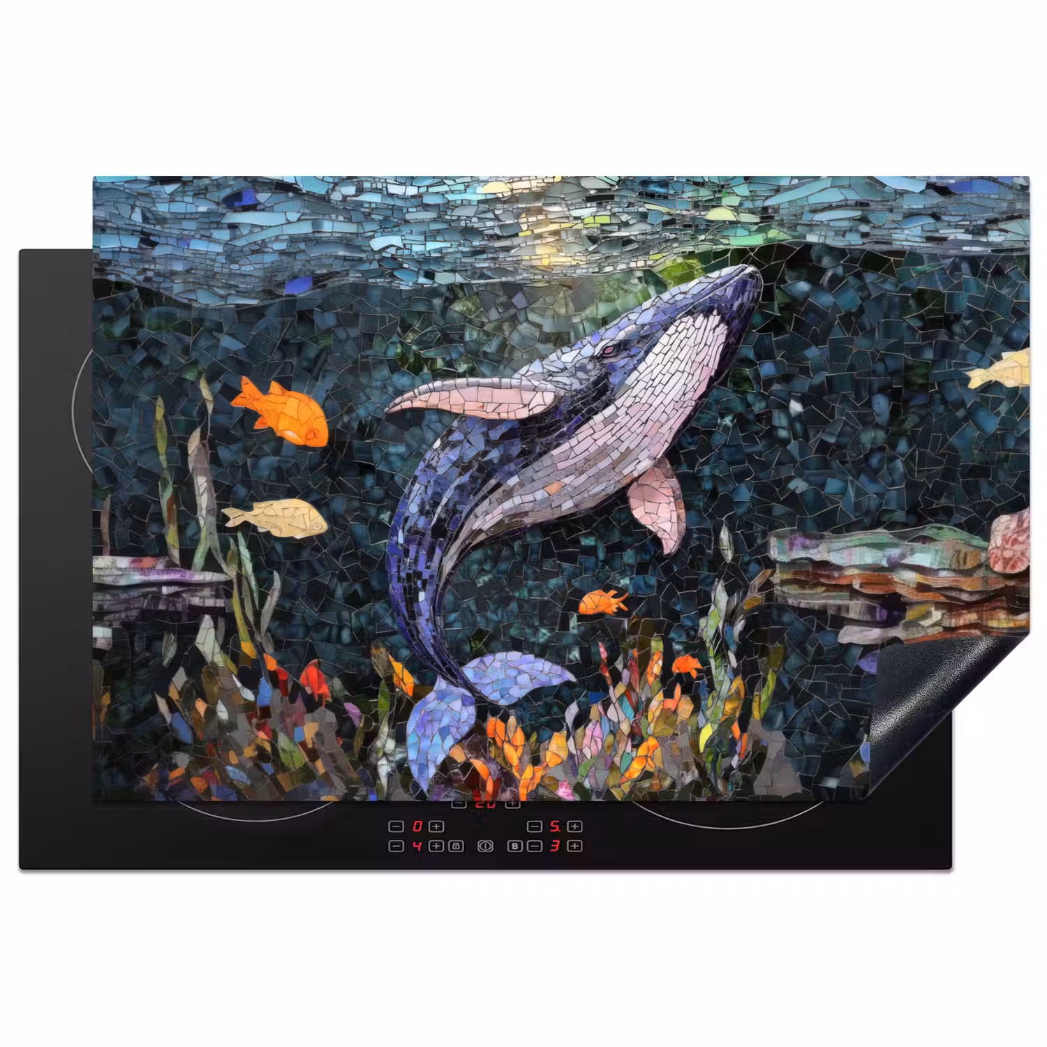 Mozaïek - Walvis - Koraal - Water Inductie beschermer vinyl 3mm klein -3d