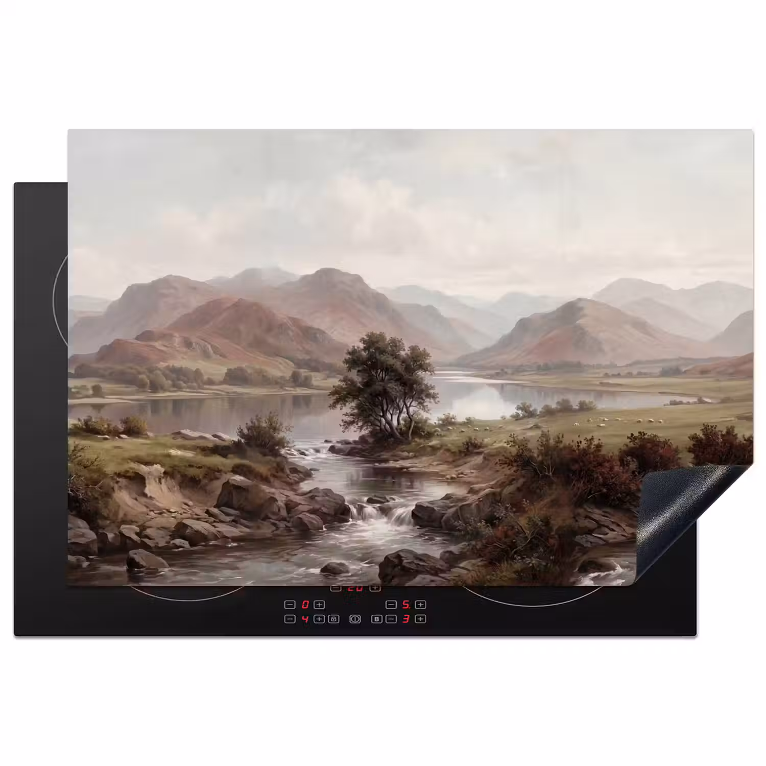 Berglandschap - Meer - Bergen - Vallei - Klassiek Inductie beschermer vinyl 3mm klein -3d