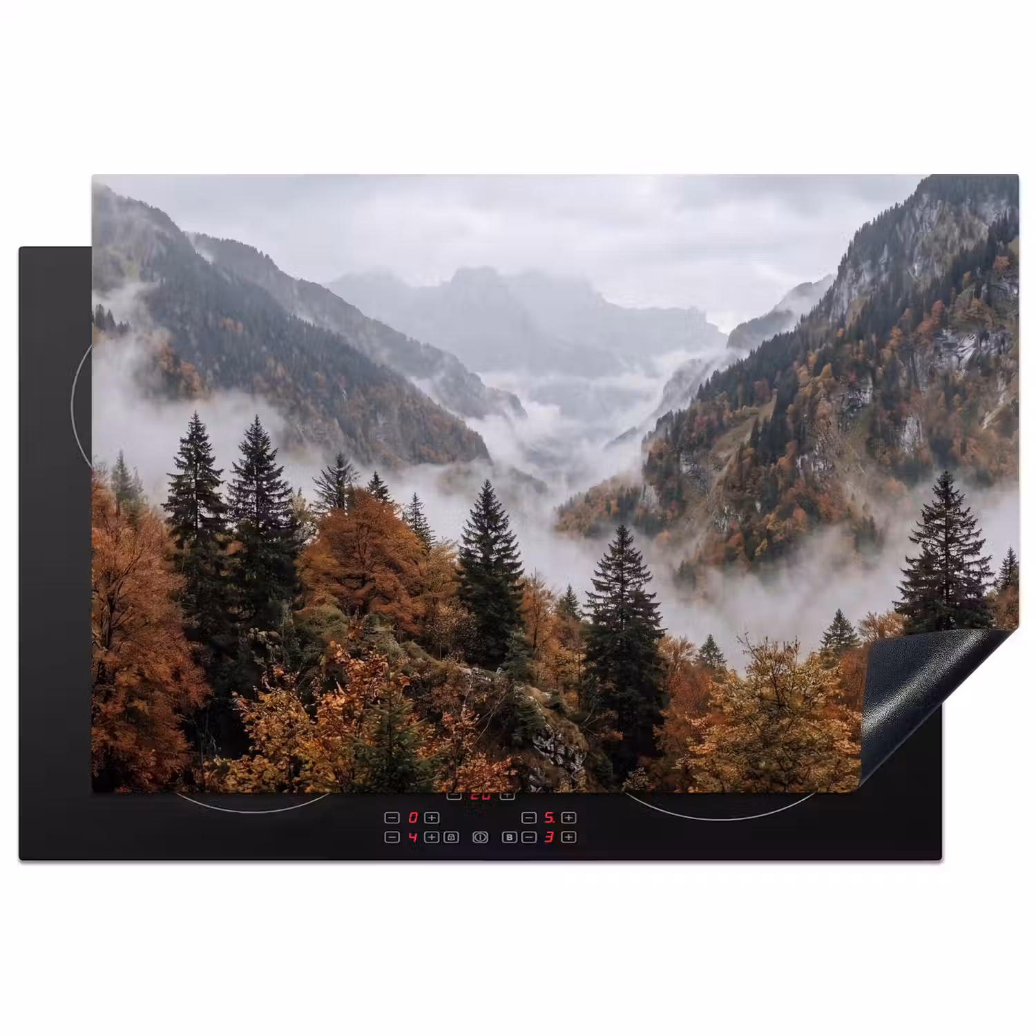 Bergen - Vallei - Mist - Herfst - Natuur Inductie beschermer vinyl 3mm klein -3d