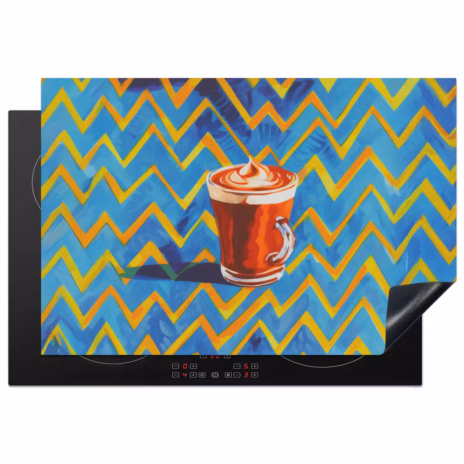 Mok - Koffie - Zigzag - Slagroom Inductie beschermer vinyl 3mm klein -3d