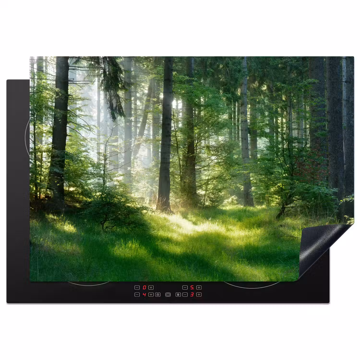 Natuur - Bomen - Bos - Groen - Zon - Gras - Planten Inductie beschermer vinyl 3mm middel -3d