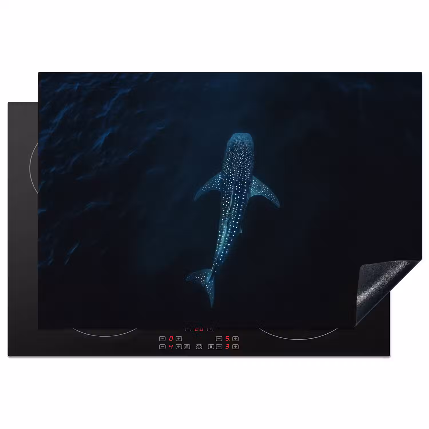 Oceaan - Walvishaai - Donkerblauw - Vlekken Inductie beschermer vinyl 3mm klein -3d