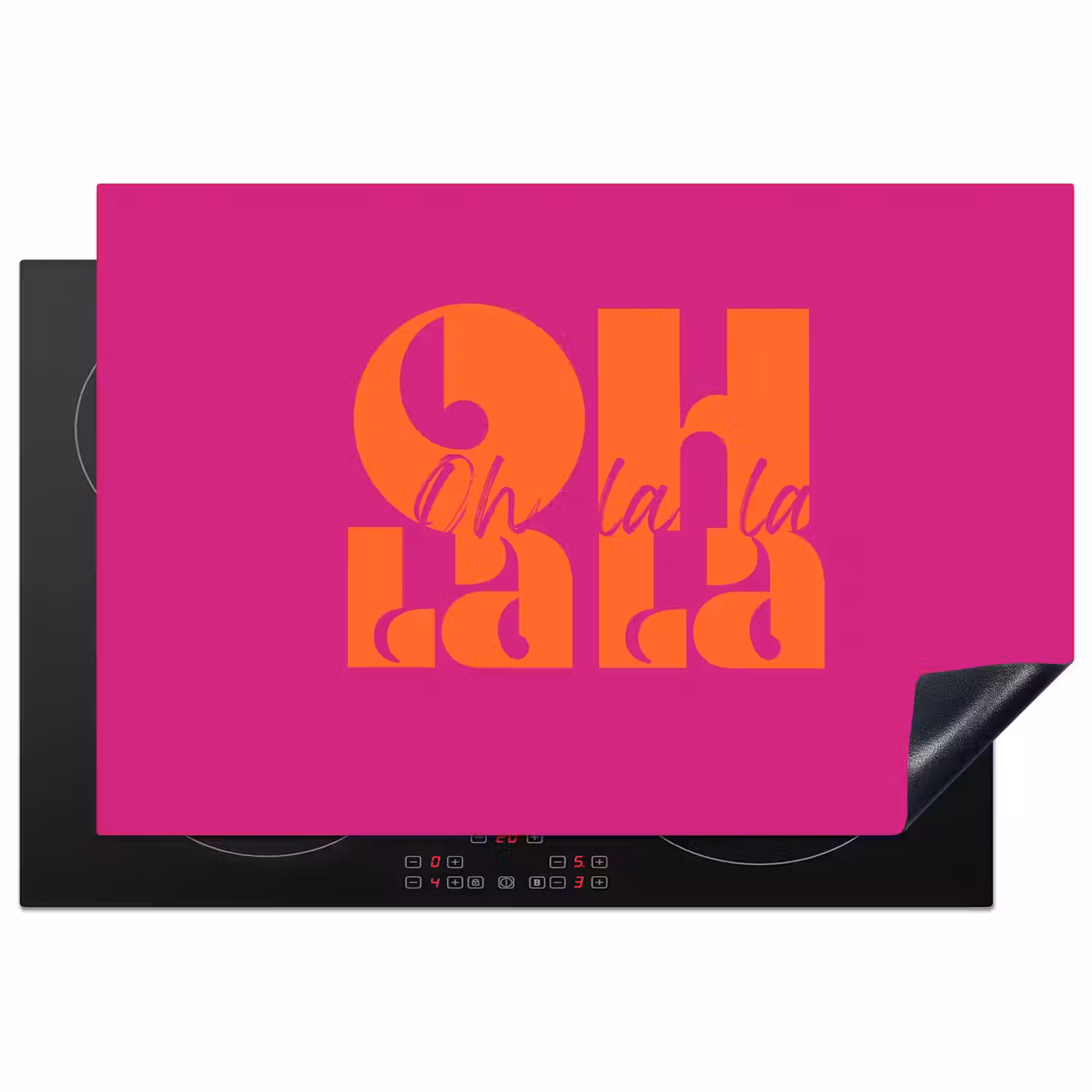 Oh la la - Roze - Oranje - Gestapelde letters Inductie beschermer vinyl 3mm klein -3d