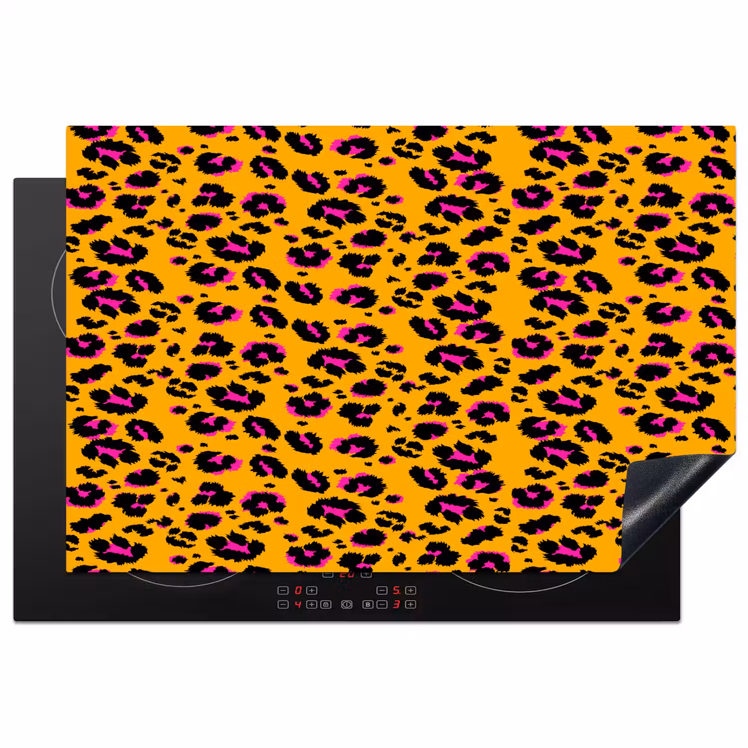 Oranje - Roze - Panterprint Inductie beschermer vinyl 3mm klein 276 -3d