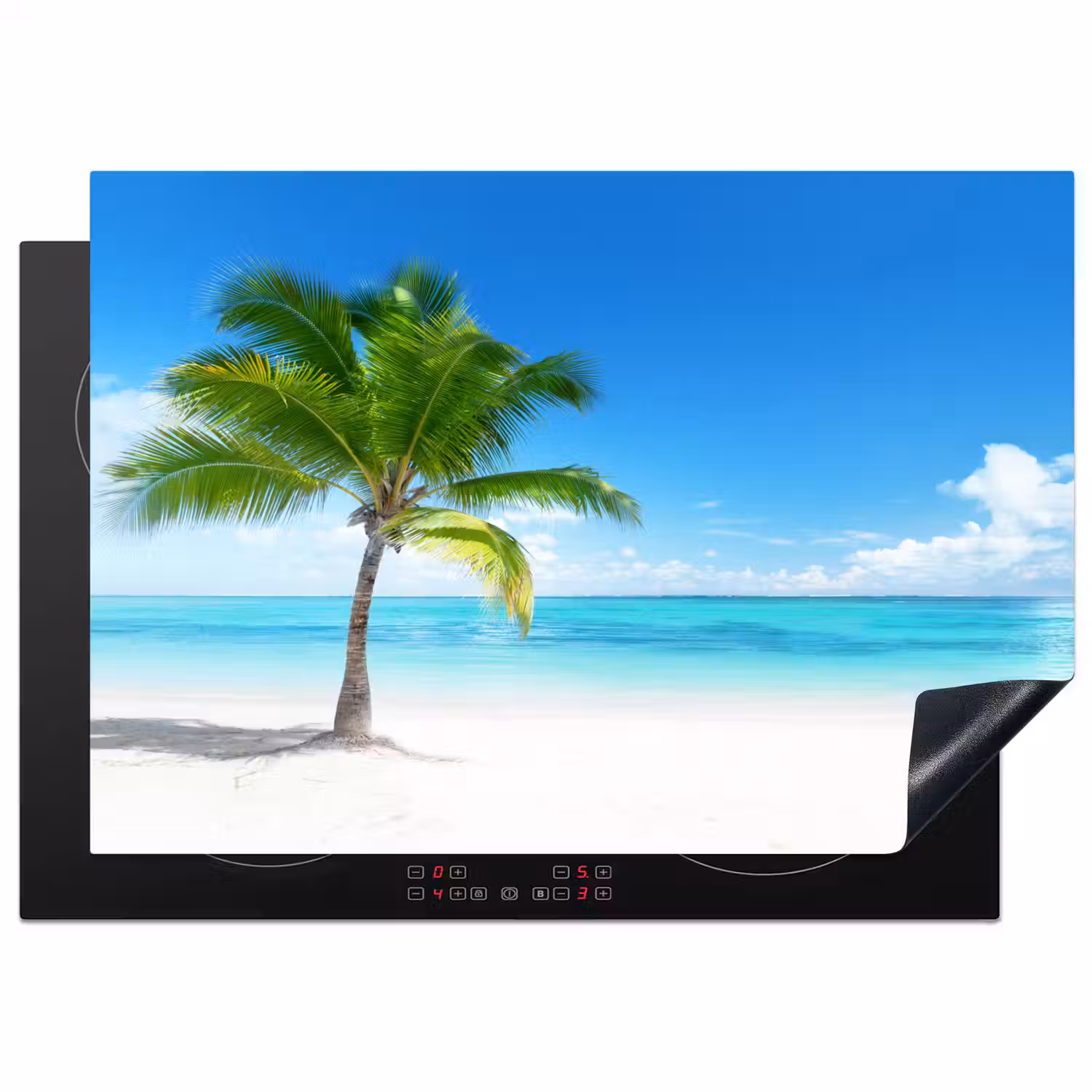 Palmboom - Strand - Zee - Zomer Inductie beschermer vinyl 3mm middel -3d