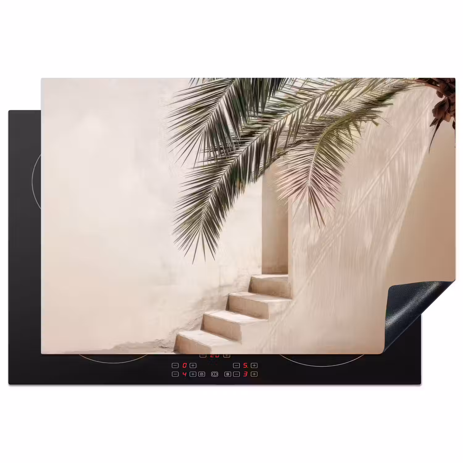Palmboom - Schaduw - Trap - Beige Inductie beschermer vinyl 3mm klein -3d