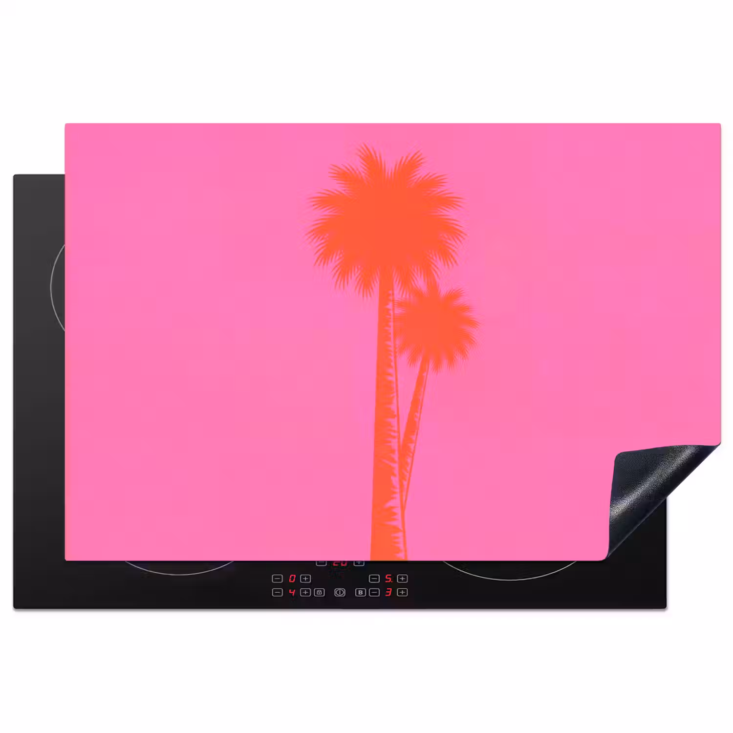 Palmbomen - Modern - Roze Inductie beschermer vinyl 3mm klein -3d