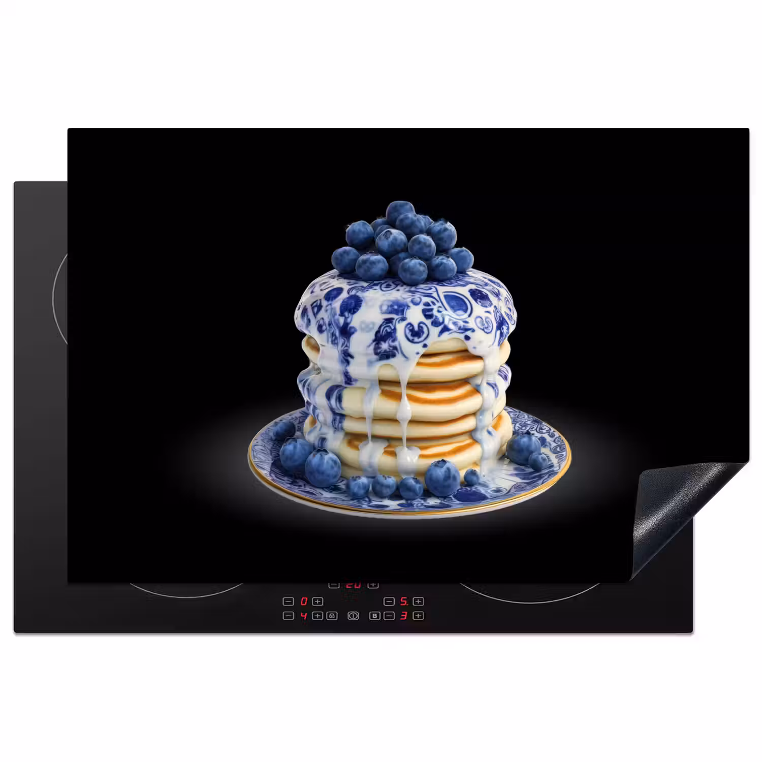 Pannenkoeken - Blauwe Bessen - Bord Inductie beschermer vinyl 3mm klein -3d