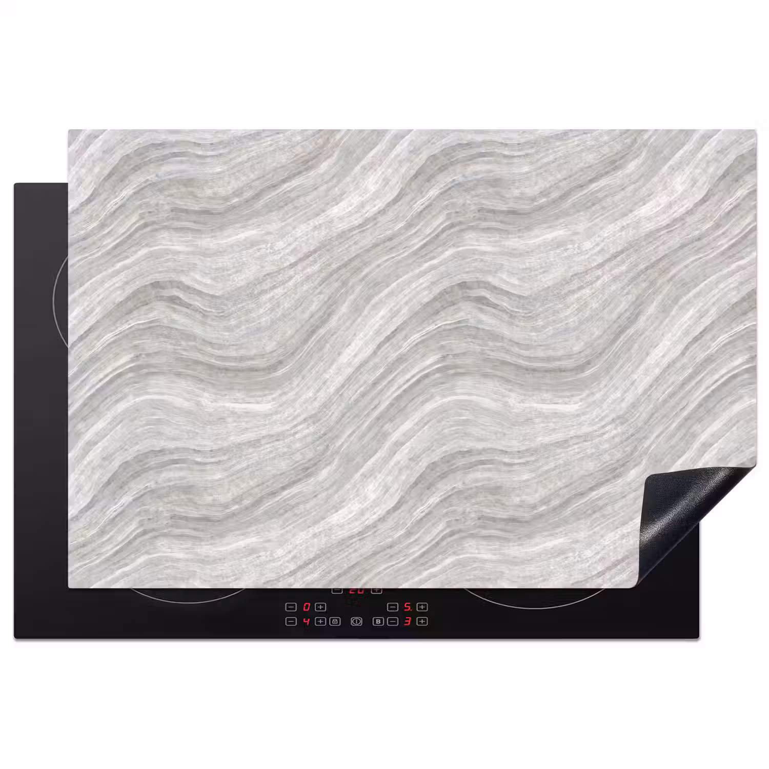 Patroon - Helder - Wit - Grijs Inductie beschermer vinyl 3mm klein 276 -3d