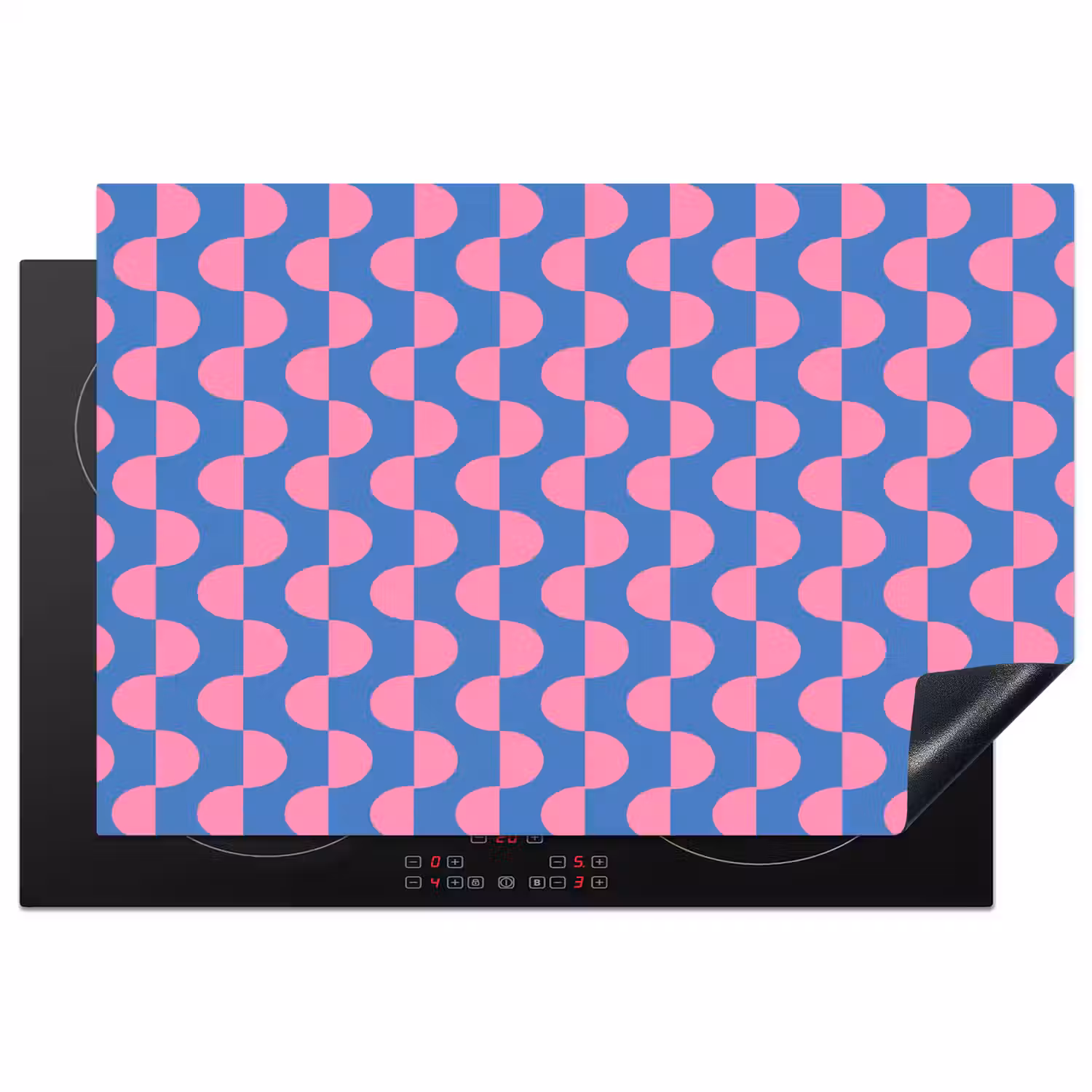 Patroon - Halve cirkels - Abstract - Modern - Roze - Blauw Inductie beschermer vinyl 3mm klein -3d