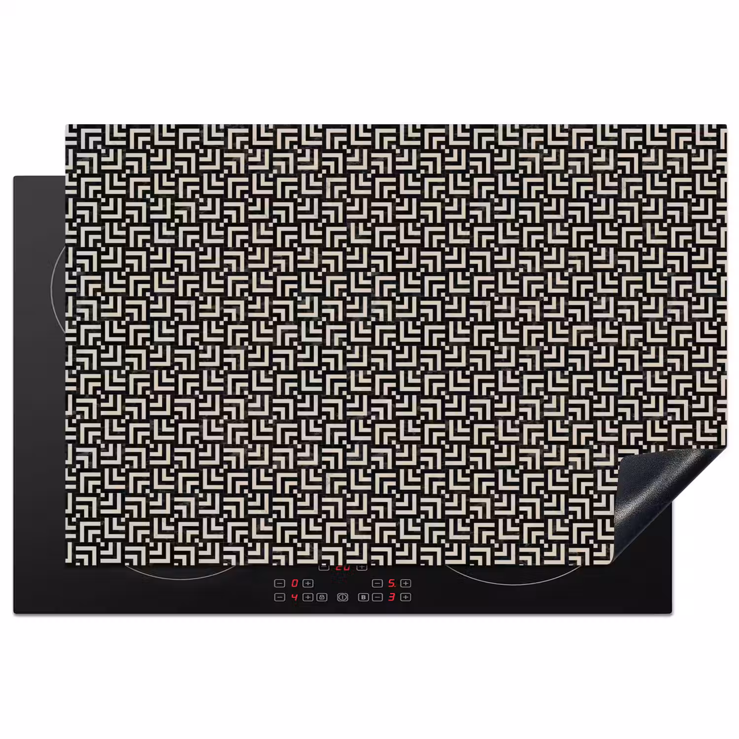 Patroon - Marmer - Zwart Inductie beschermer vinyl 3mm klein 276 -3d