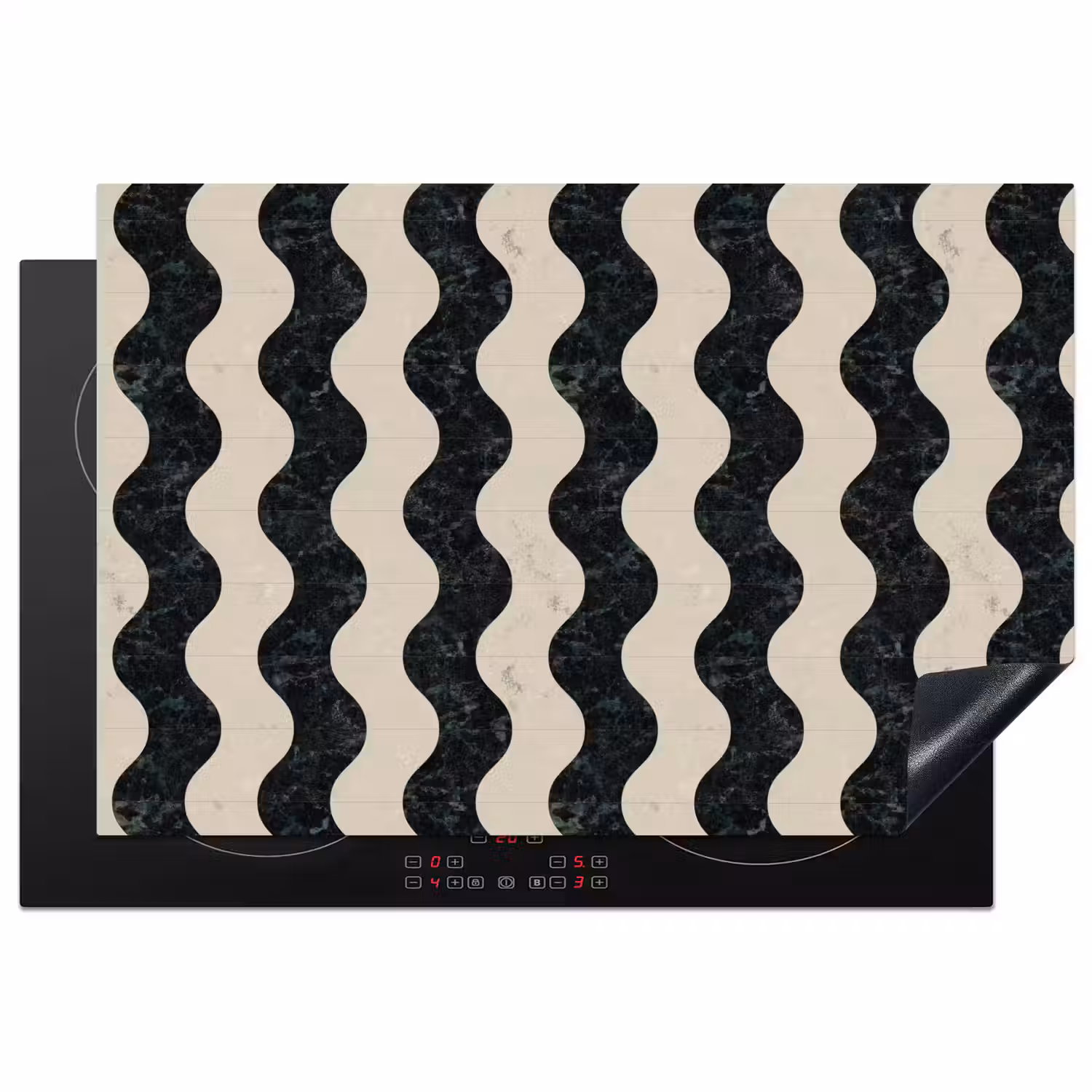Patroon - Marmer - Groen - Cremé Inductie beschermer vinyl 3mm klein 276 -3d