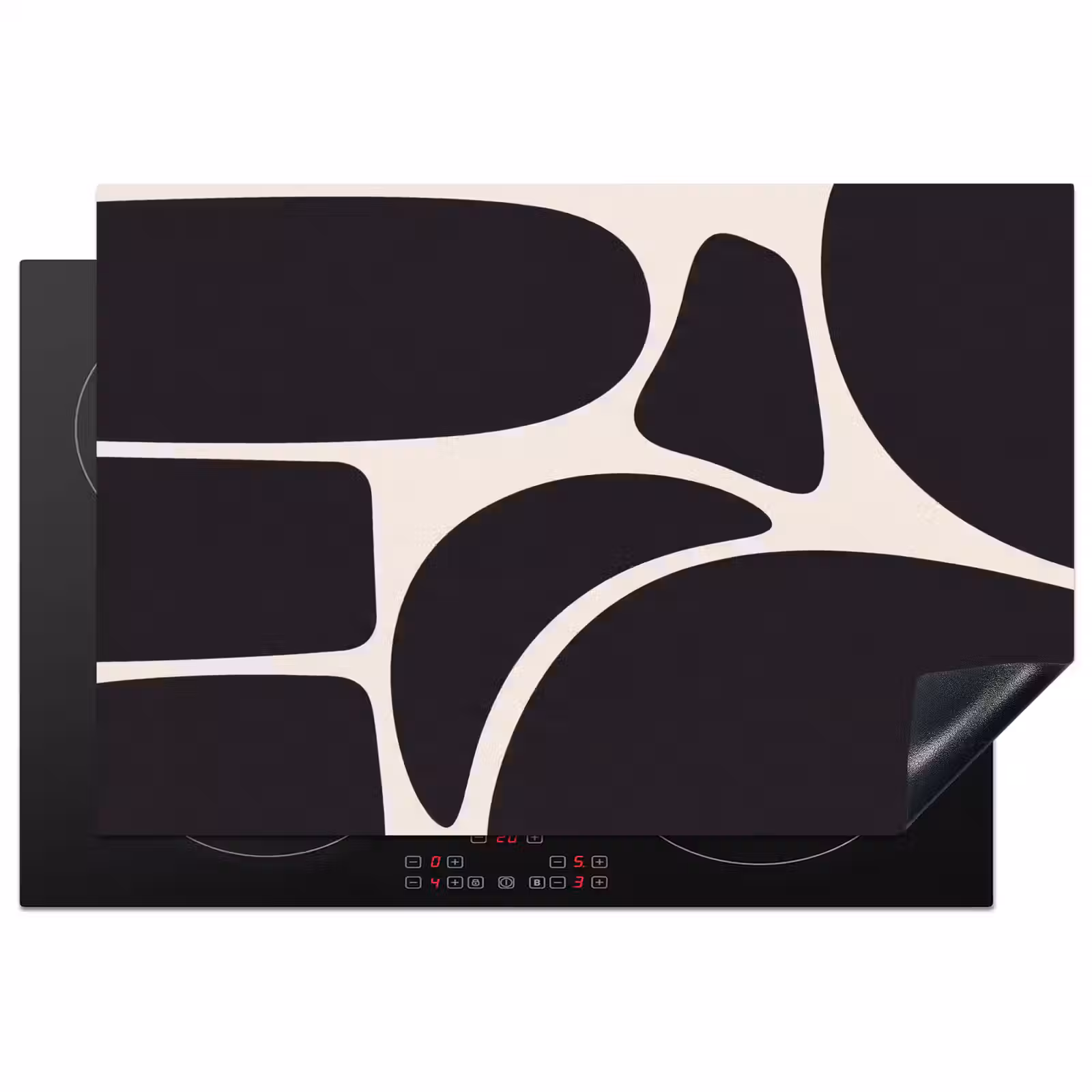 Induction Hob Cover - Pattern - Organic - Black - Patroon - Organisch - Zwart Inductie beschermer vinyl 3mm klein