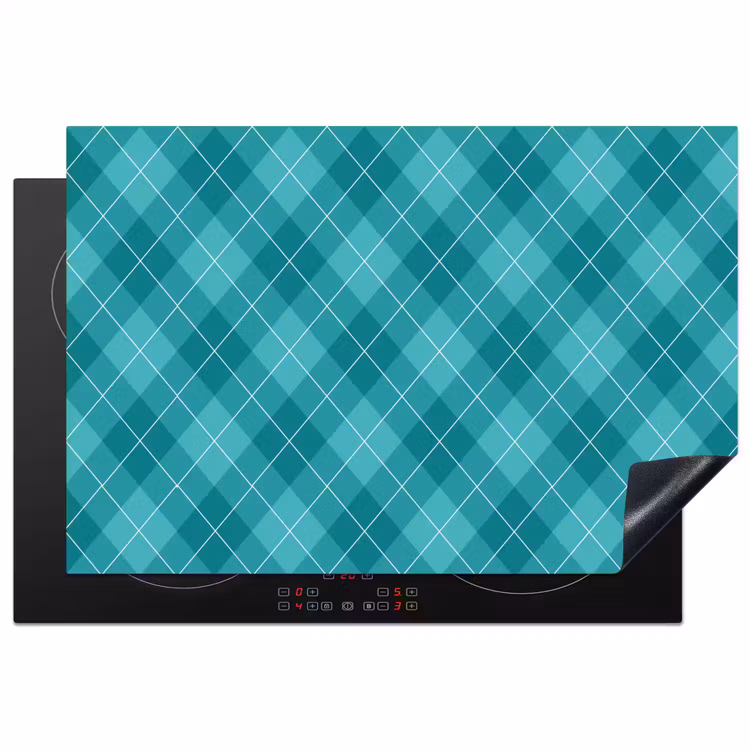 Patroon - Ruiten - Blauw Inductie beschermer vinyl 3mm klein 276 -3d