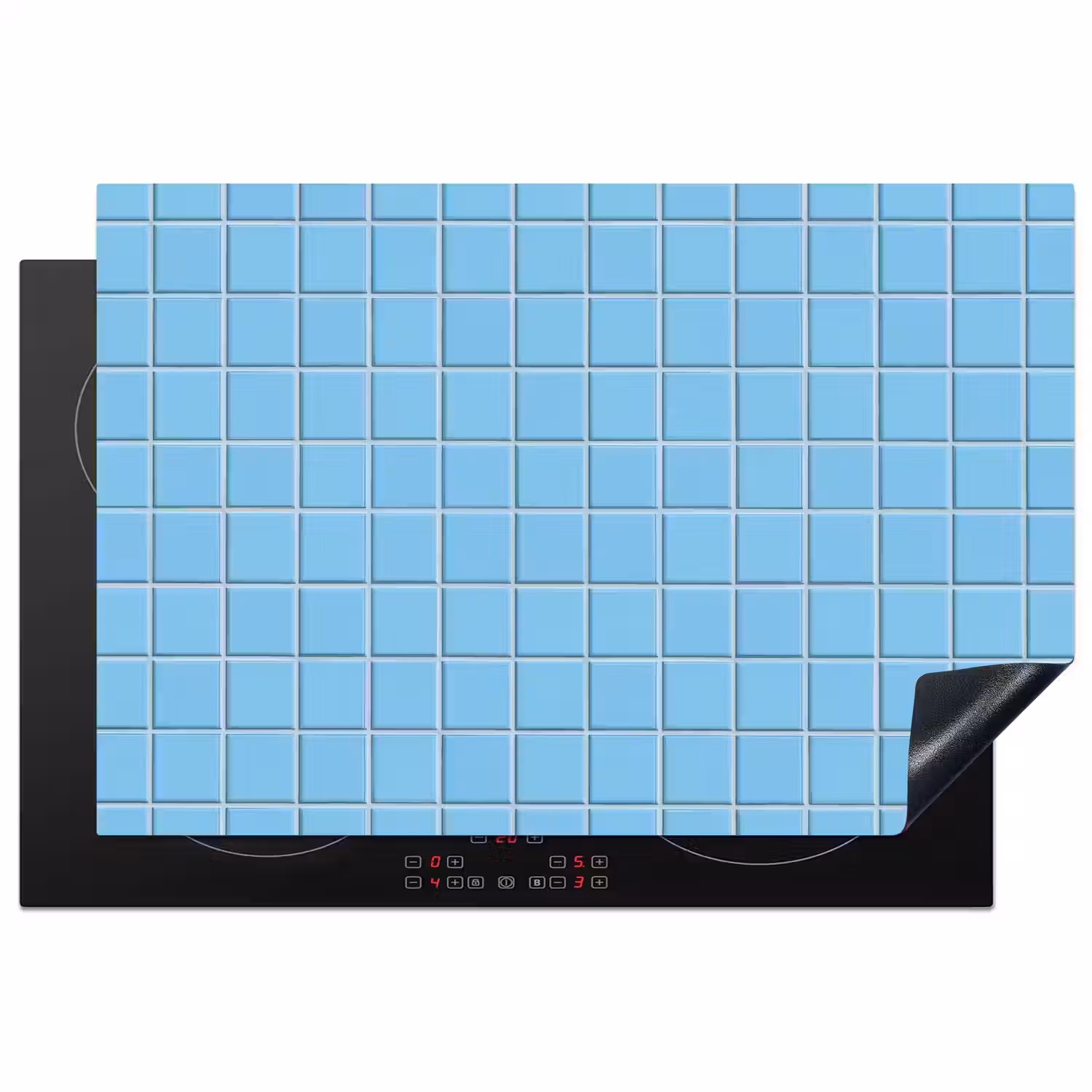 Patroon - Tegel - Pastel - Blauw Inductie beschermer vinyl 3mm klein 276 -3d