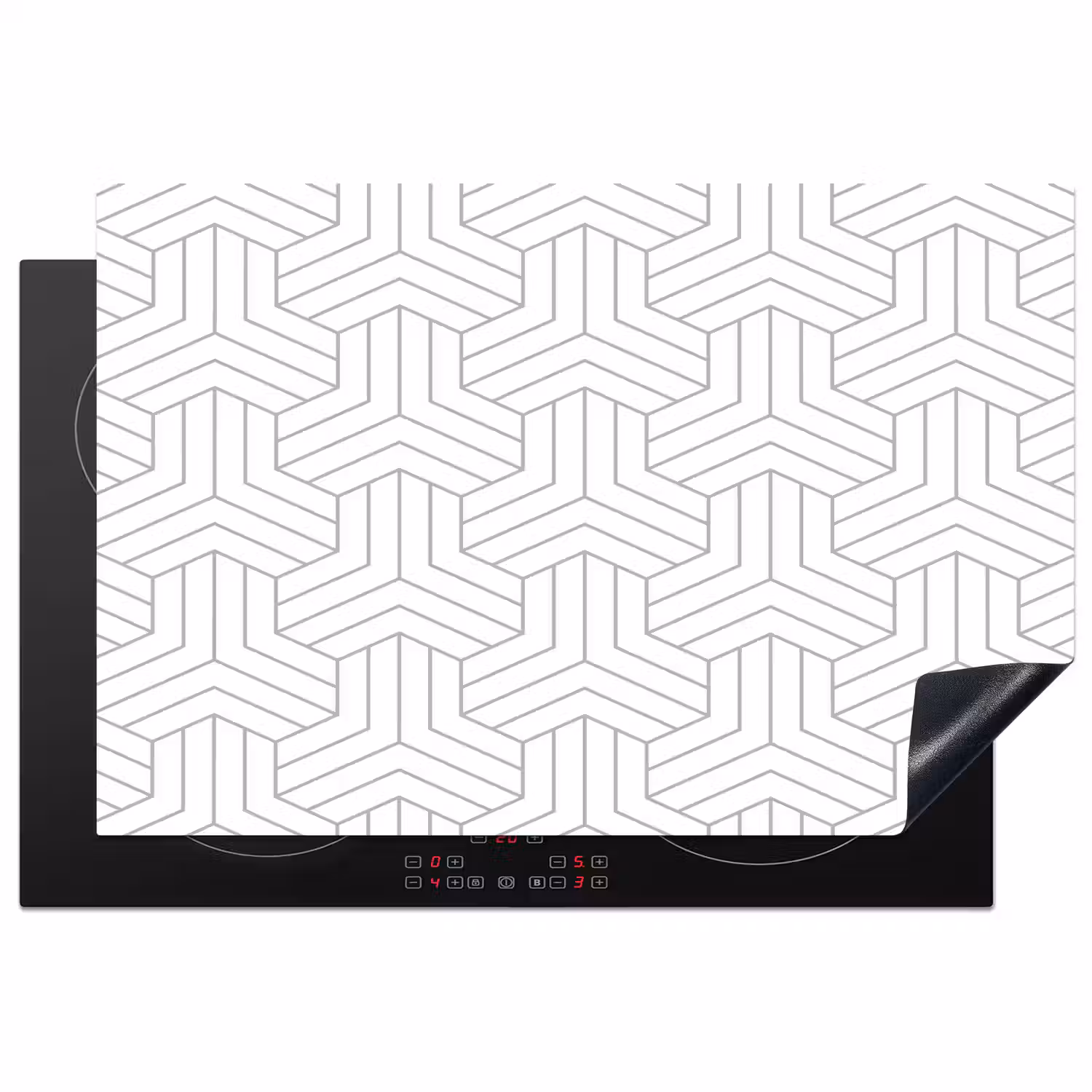 Patronen - Abstract - Zwart - Wit - Geometrie Inductie beschermer vinyl 3mm klein 276 -3d