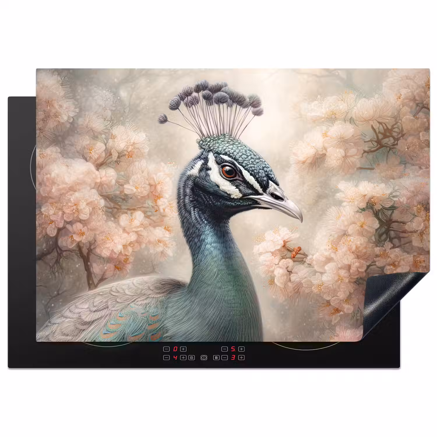 Pauw - Vogels - Bloemen - Boom - Botanisch Inductie beschermer vinyl 3mm middel -3d