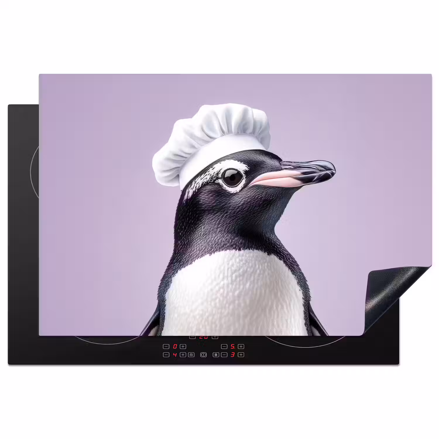 Pinguïn - Koksmuts - Lief - Paars Inductie beschermer vinyl 3mm klein -3d