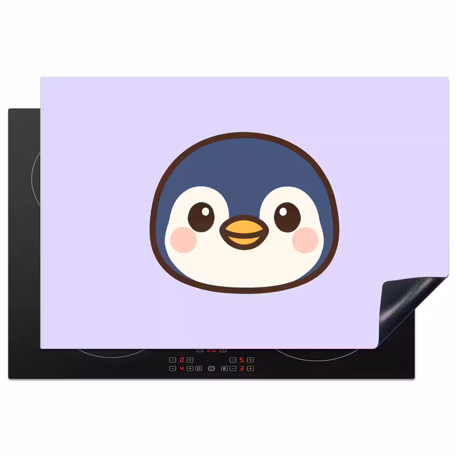 Pinguïn - Paars - Schattig Inductie beschermer vinyl 3mm klein -3d