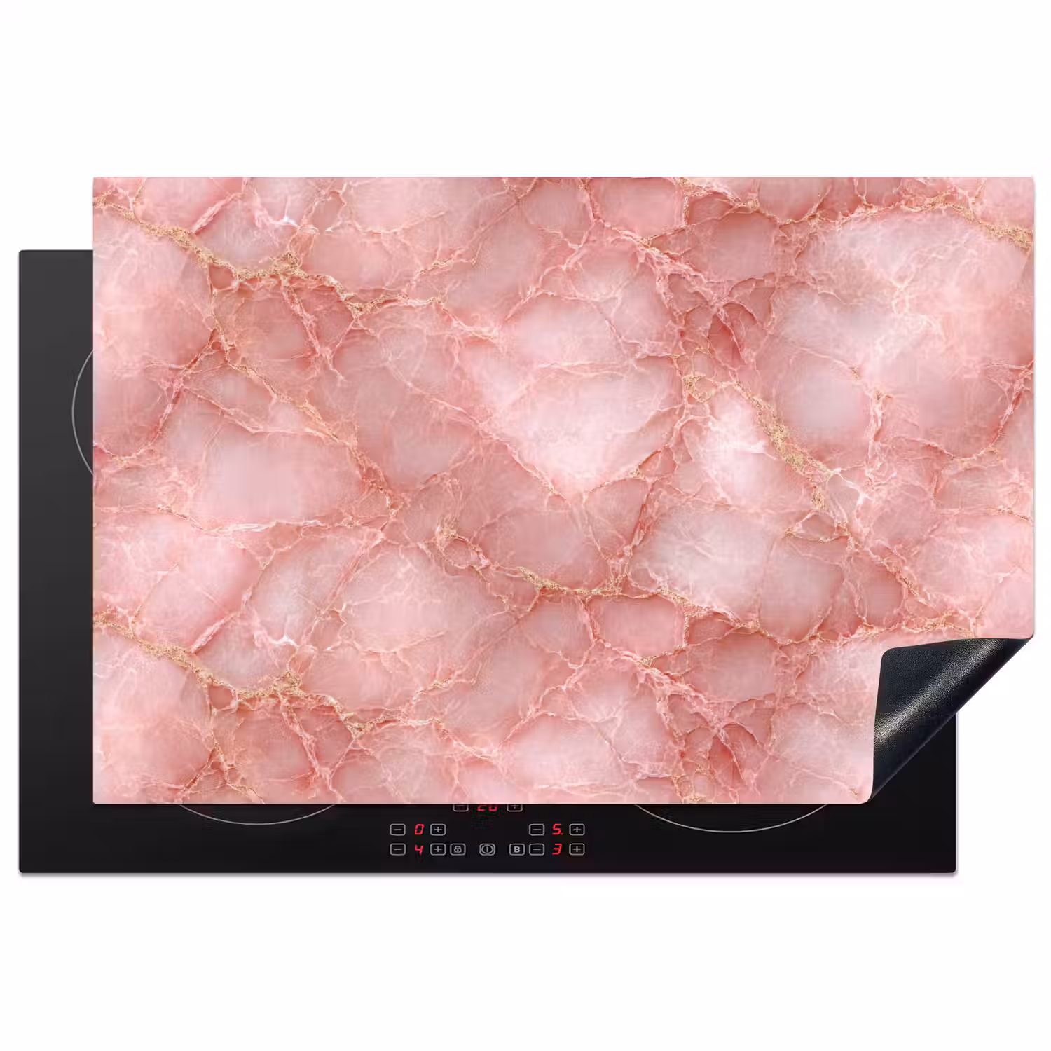 Roze - Kwarts - Goud - Marmer Inductie beschermer vinyl 3mm klein 276 -3d
