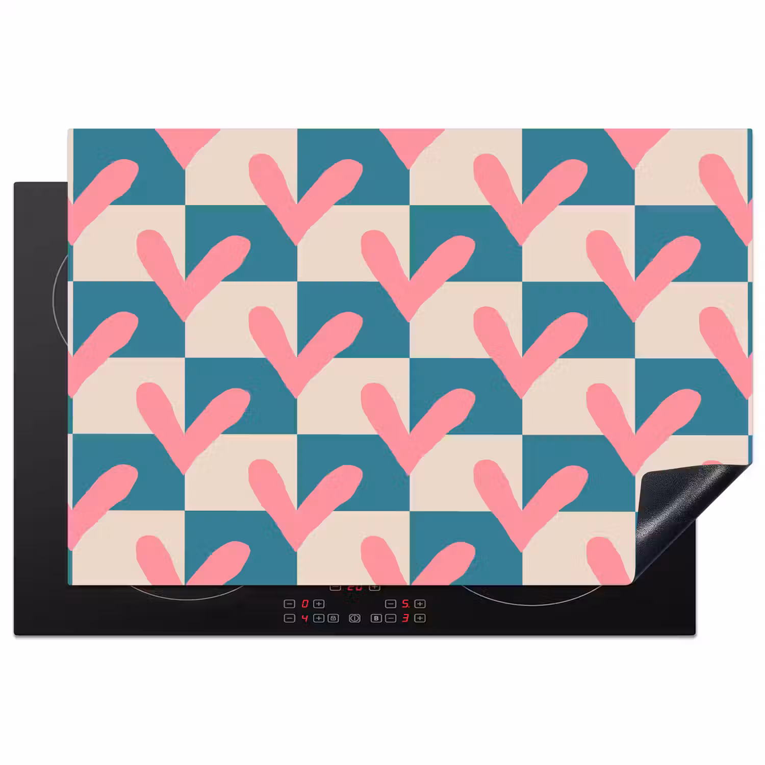 Vlakken - Hartjes - Patroon - Retro Inductie beschermer vinyl 3mm klein 276 -3d