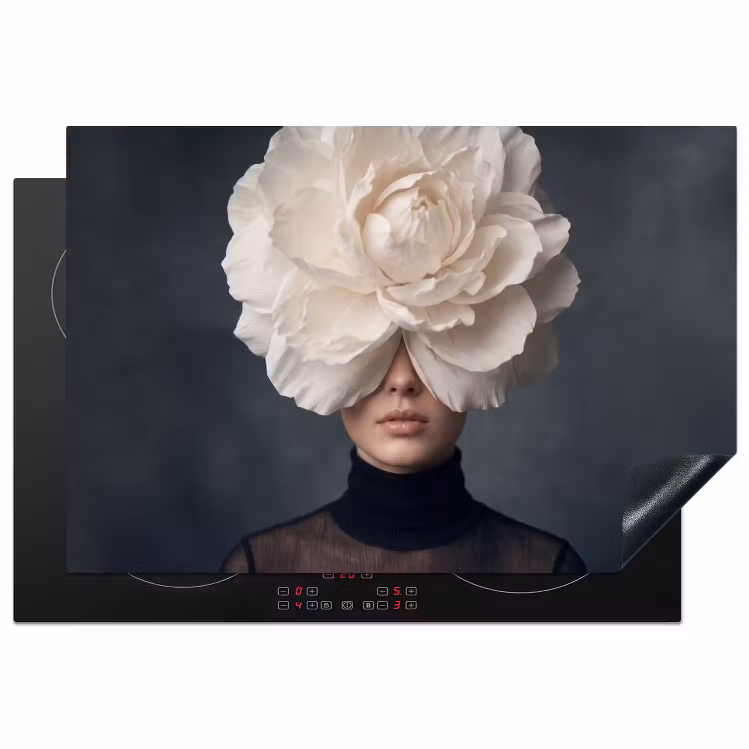 Portret - Mysterieus - Wit Inductie beschermer vinyl 3mm klein -3d