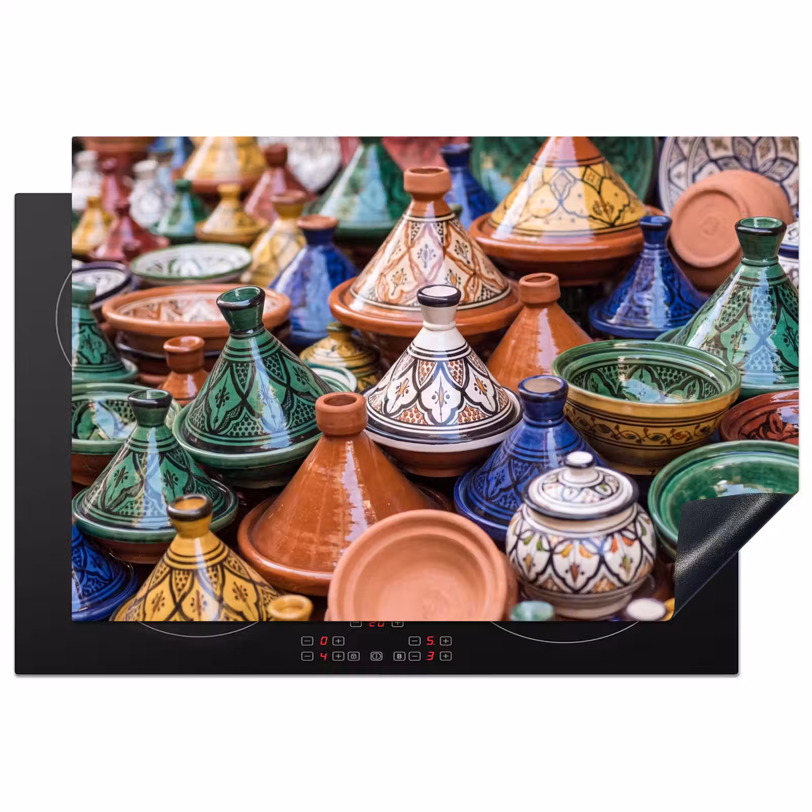 Induction Hob Cover - Pottery - Colorful - Pattern - Aardewerk - Kleurrijk - Patroon Inductie beschermer vinyl 3mm klein