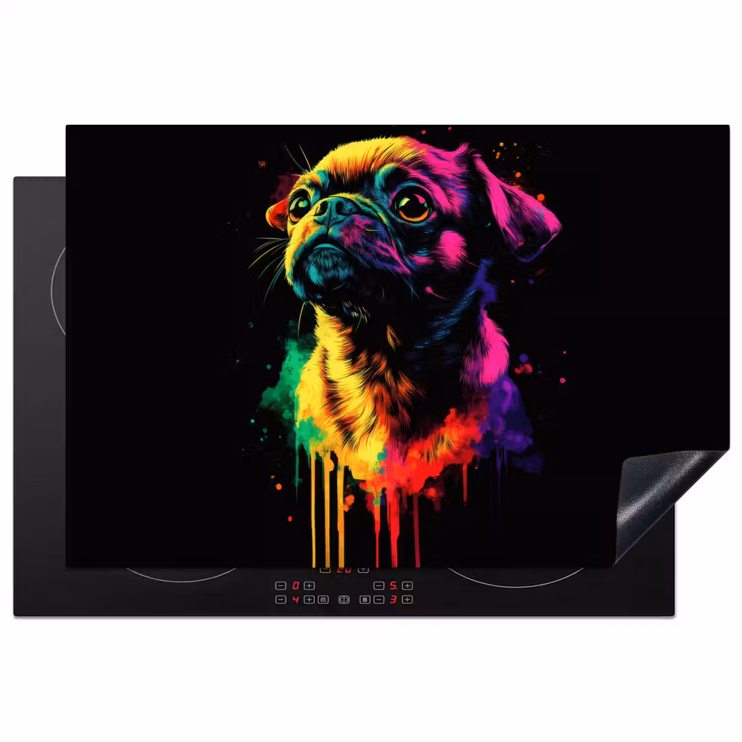 Puck - Hond - Verf - Kleuren Inductie beschermer vinyl 3mm klein -3d