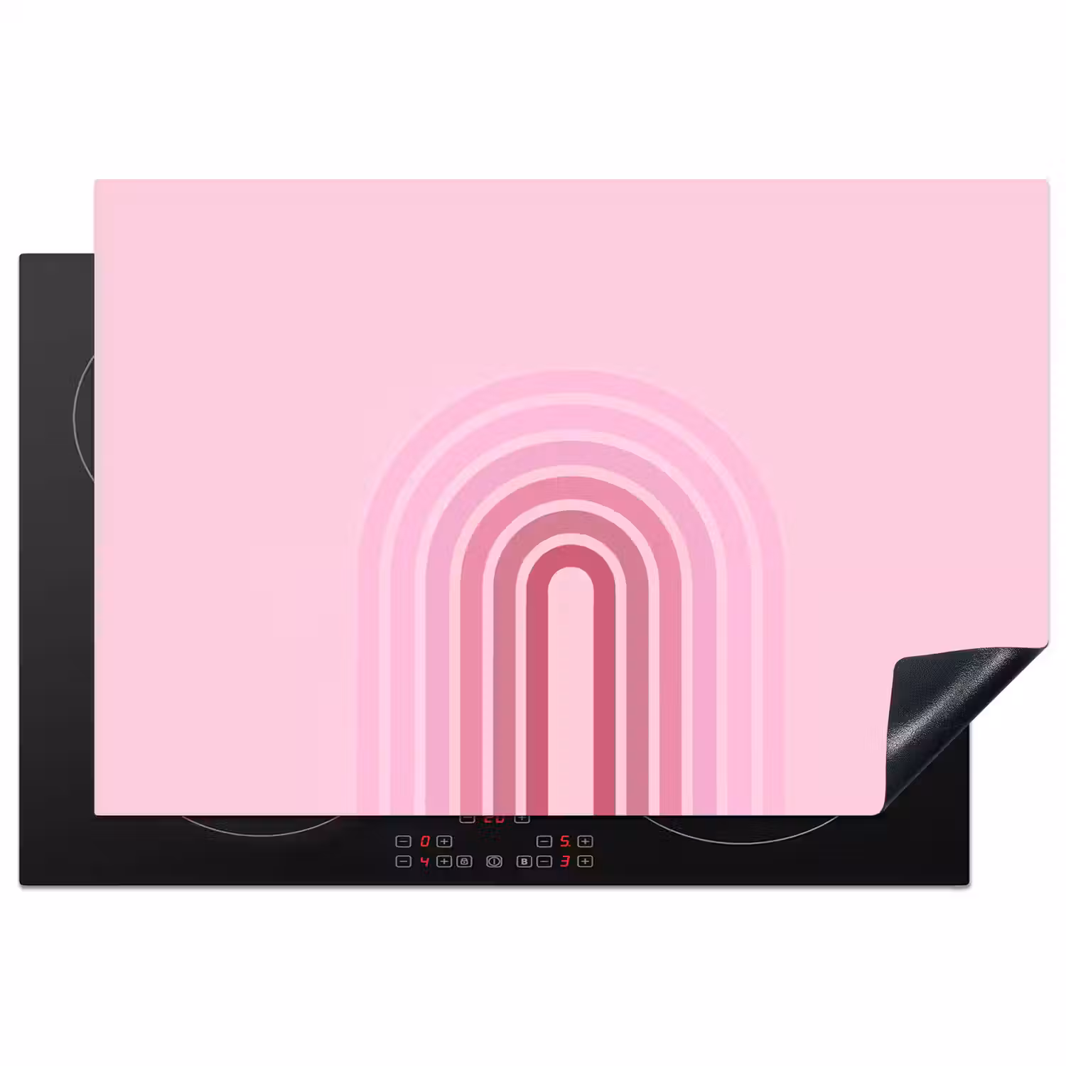 Regenboog - Roze - Abstract - Modern - Minimalistisch Inductie beschermer vinyl 3mm klein -3d