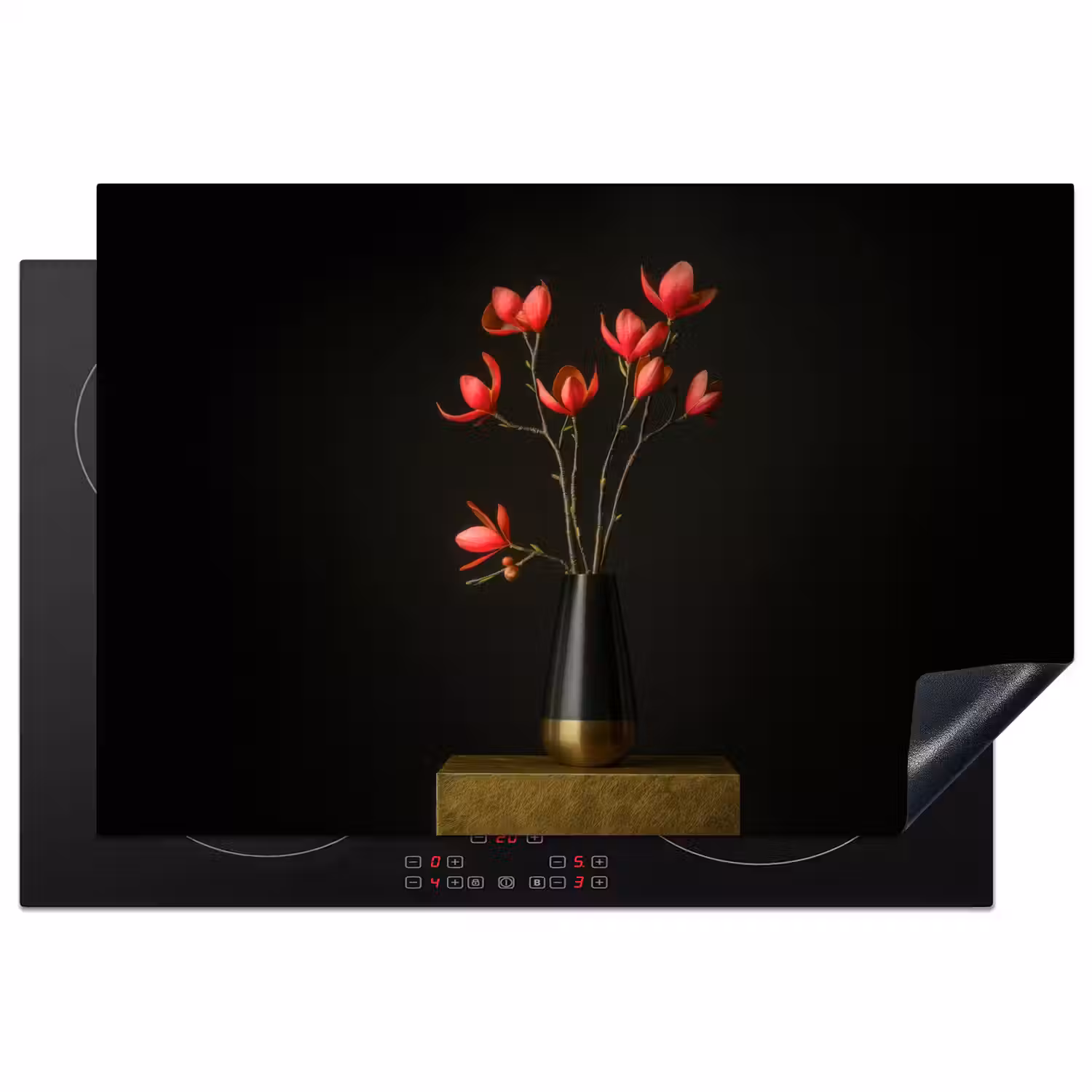 Rode - Bloemen - Vaas Inductie beschermer vinyl 3mm klein -3d