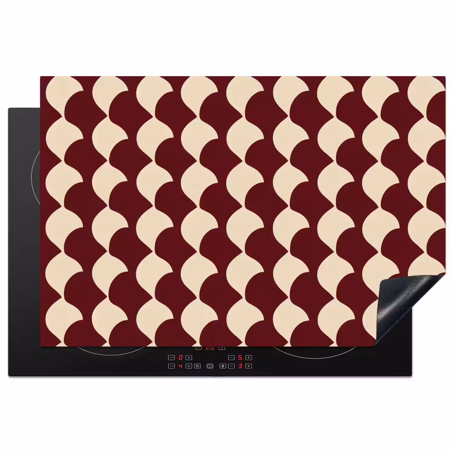 Rood - Tegelpatroon - Crème Inductie beschermer vinyl 3mm klein 276 -3d