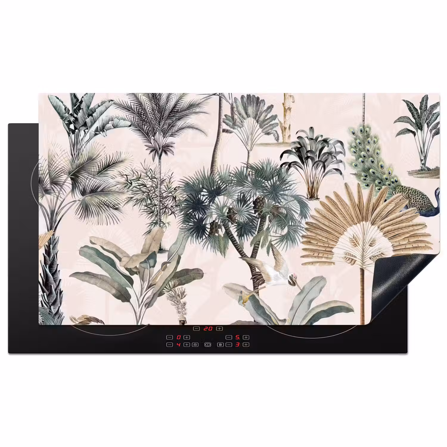 Retro - Jungle - Natuur - Dieren Inductie beschermer vinyl 3mm middel -3d