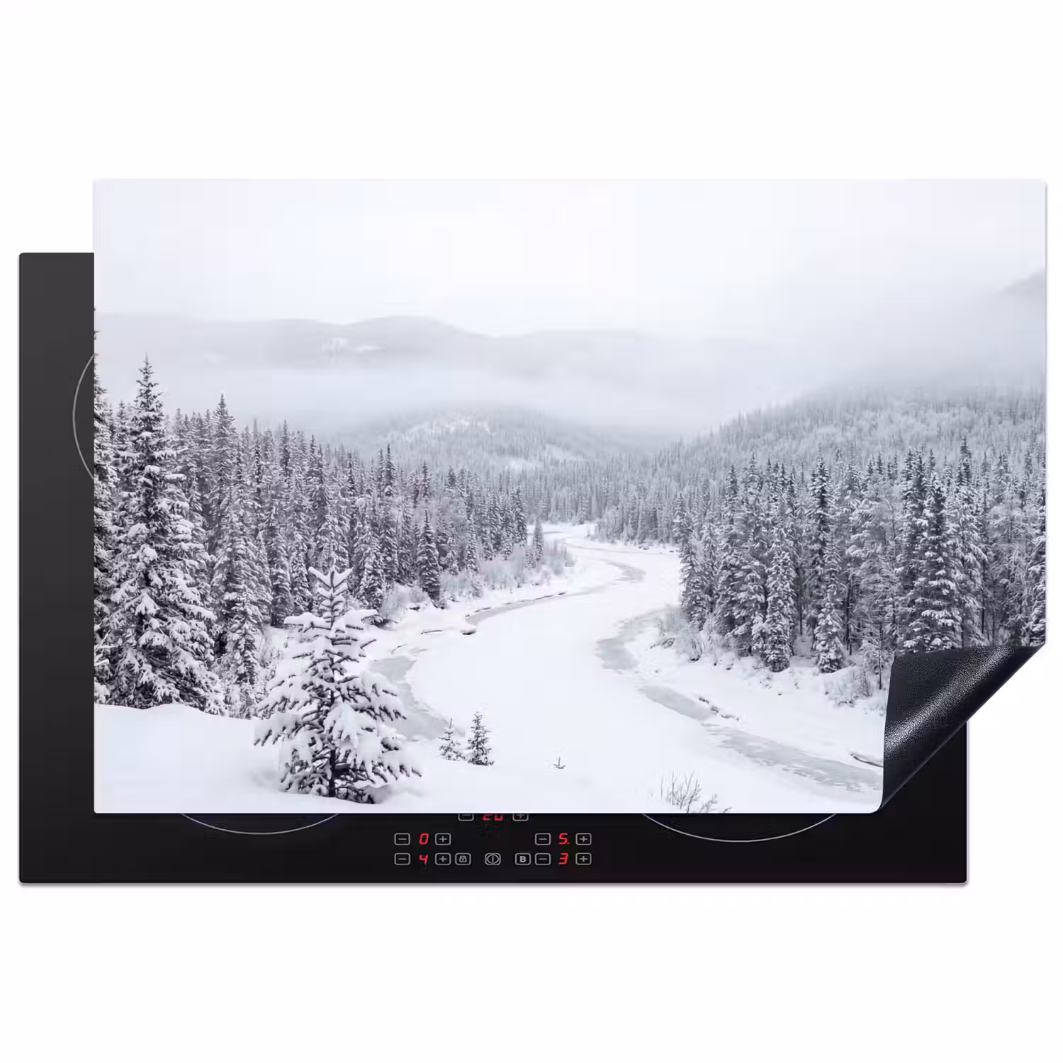 Rivier - Bevroren - Landschap - Winter Inductie beschermer vinyl 3mm klein -3d