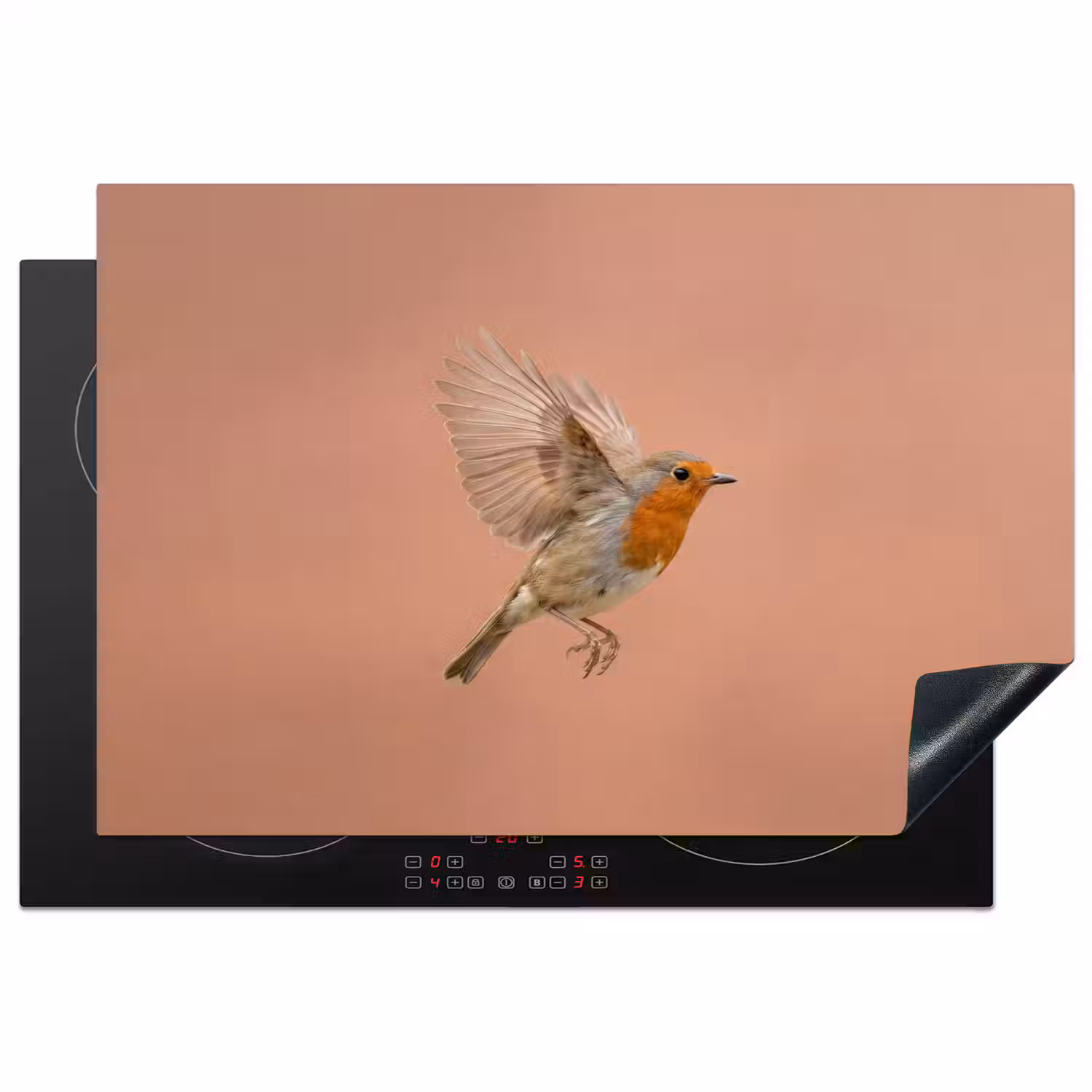 Roodborst - Natuur - Roze Inductie beschermer vinyl 3mm klein -3d