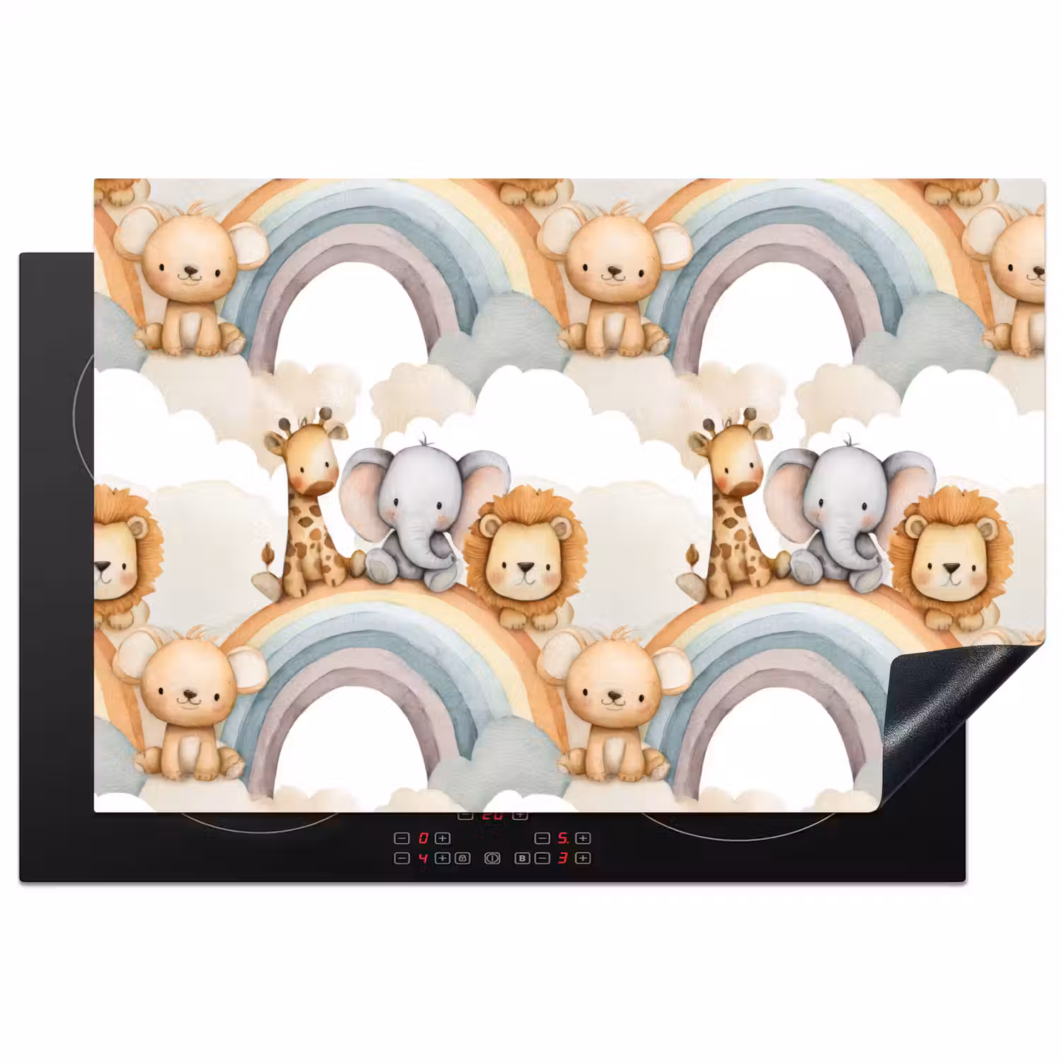 Safari - Regenboog - Kleurrijk Inductie beschermer vinyl 3mm klein 276 -3d