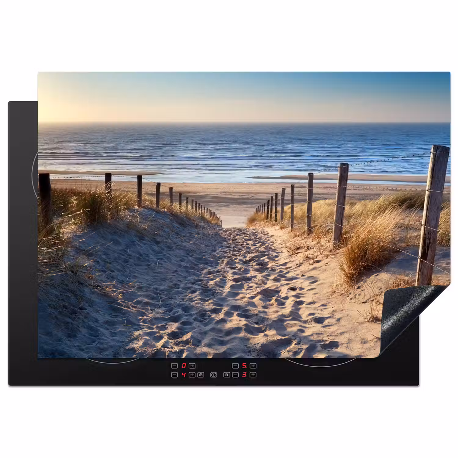 Zand - Strand - Duin - Zee - Zomer Inductie beschermer vinyl 3mm middel -3d