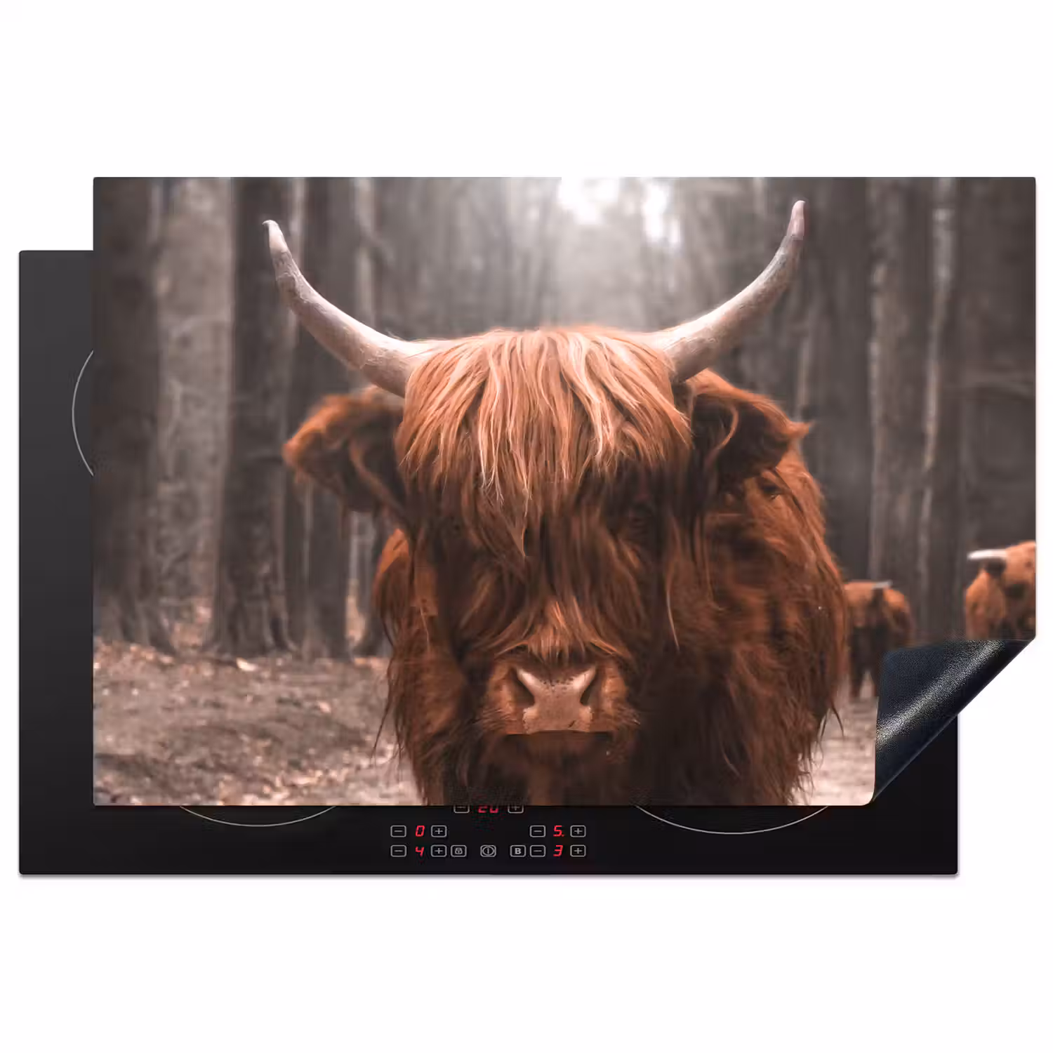Schotse hooglander - Bos - Koe - Dieren - Natuur Inductie beschermer vinyl 3mm klein -3d