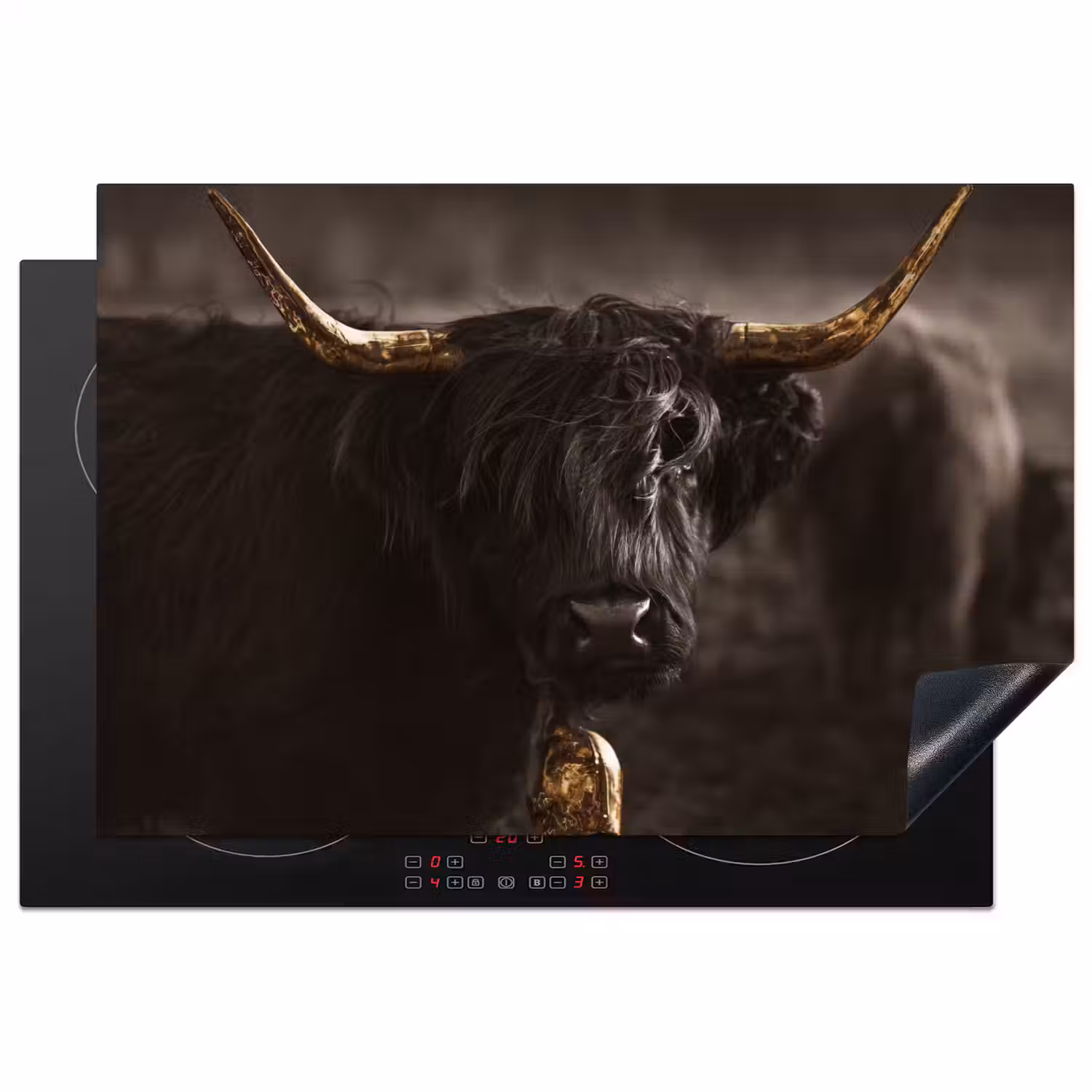 Schotse hooglander - Goud - Koebel - Hoorns - Dieren Inductie beschermer vinyl 3mm klein -3d