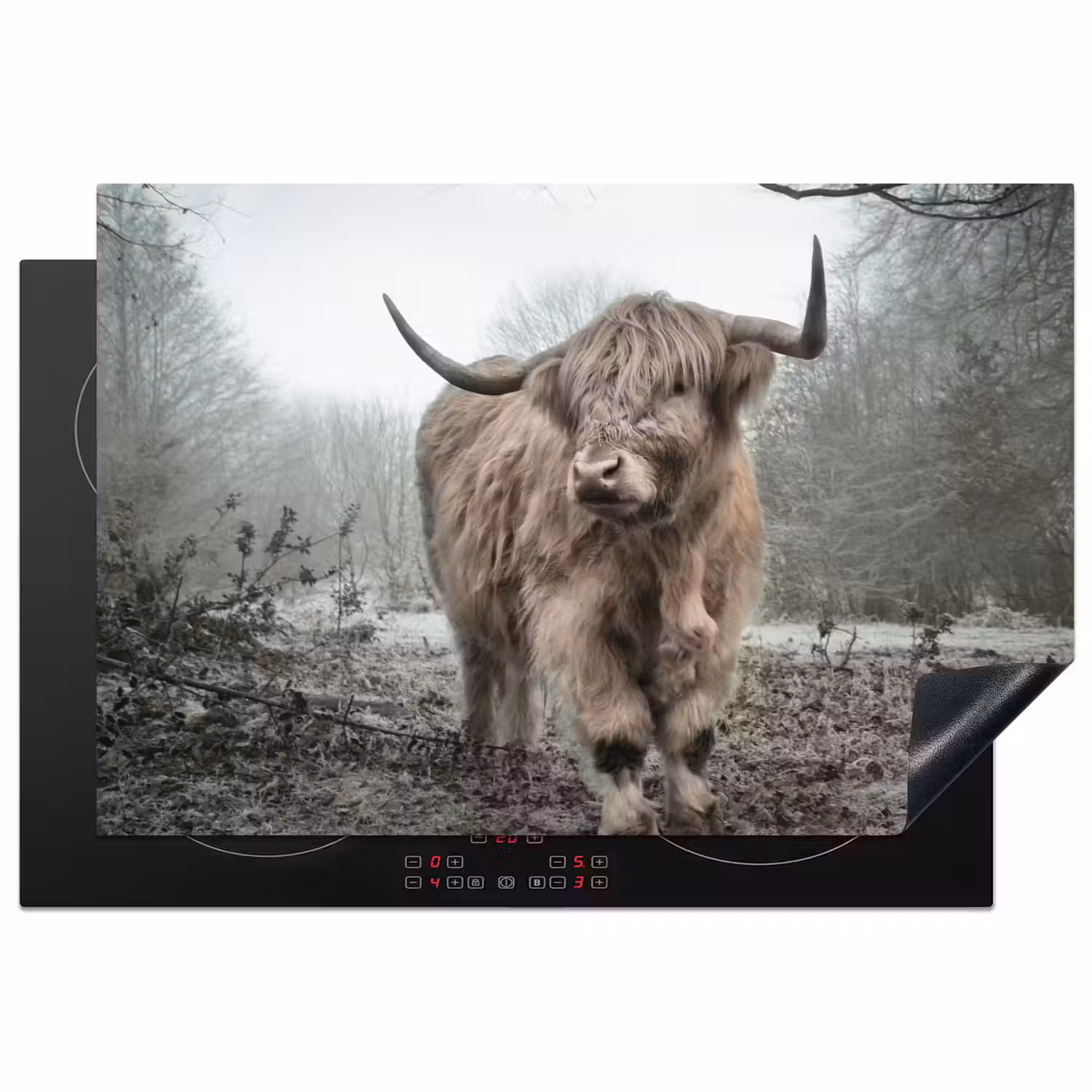 Schotse hooglander - Natuur - Herfst - Dieren - Wild - Bos Inductie beschermer vinyl 3mm klein -3d