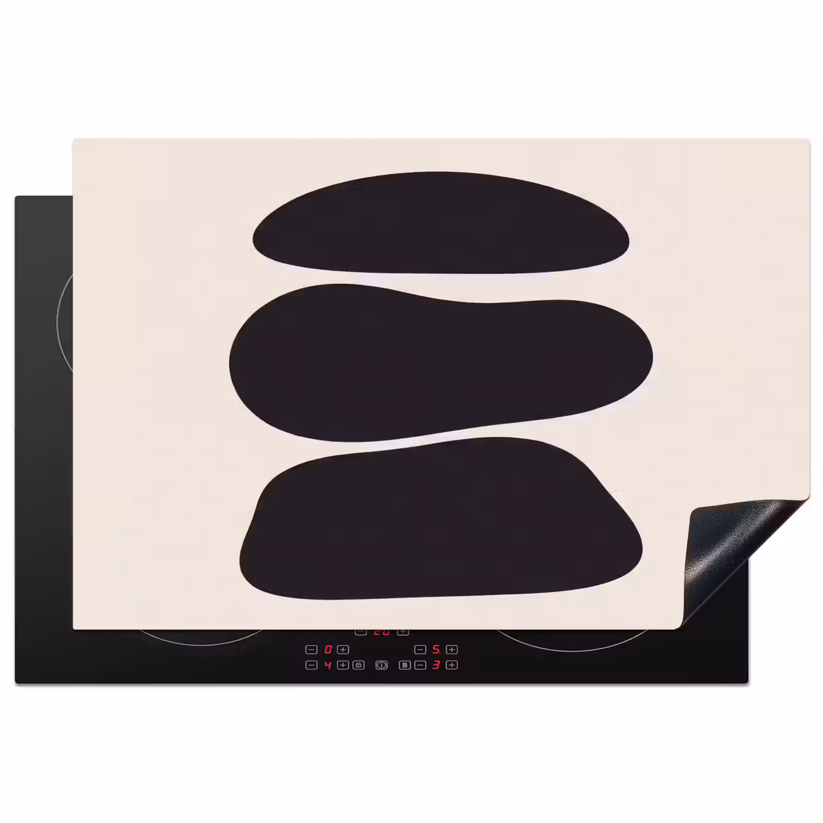 Induction Hob Cover - Shapes - Organic - Black - Vormen - Organisch - Zwart Inductie beschermer vinyl 3mm klein
