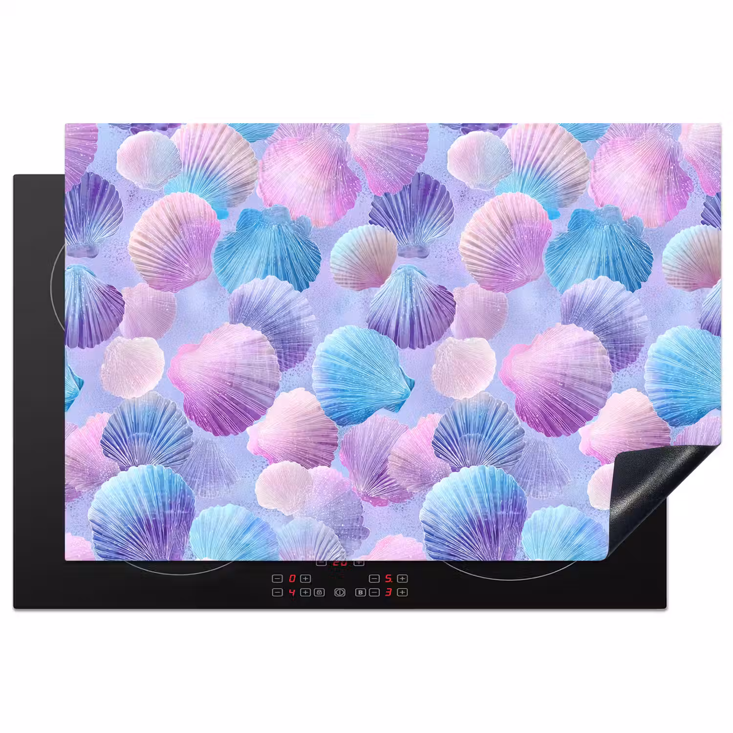 Schelpen - Paars - Blauw - Patroon Inductie beschermer vinyl 3mm klein -3d