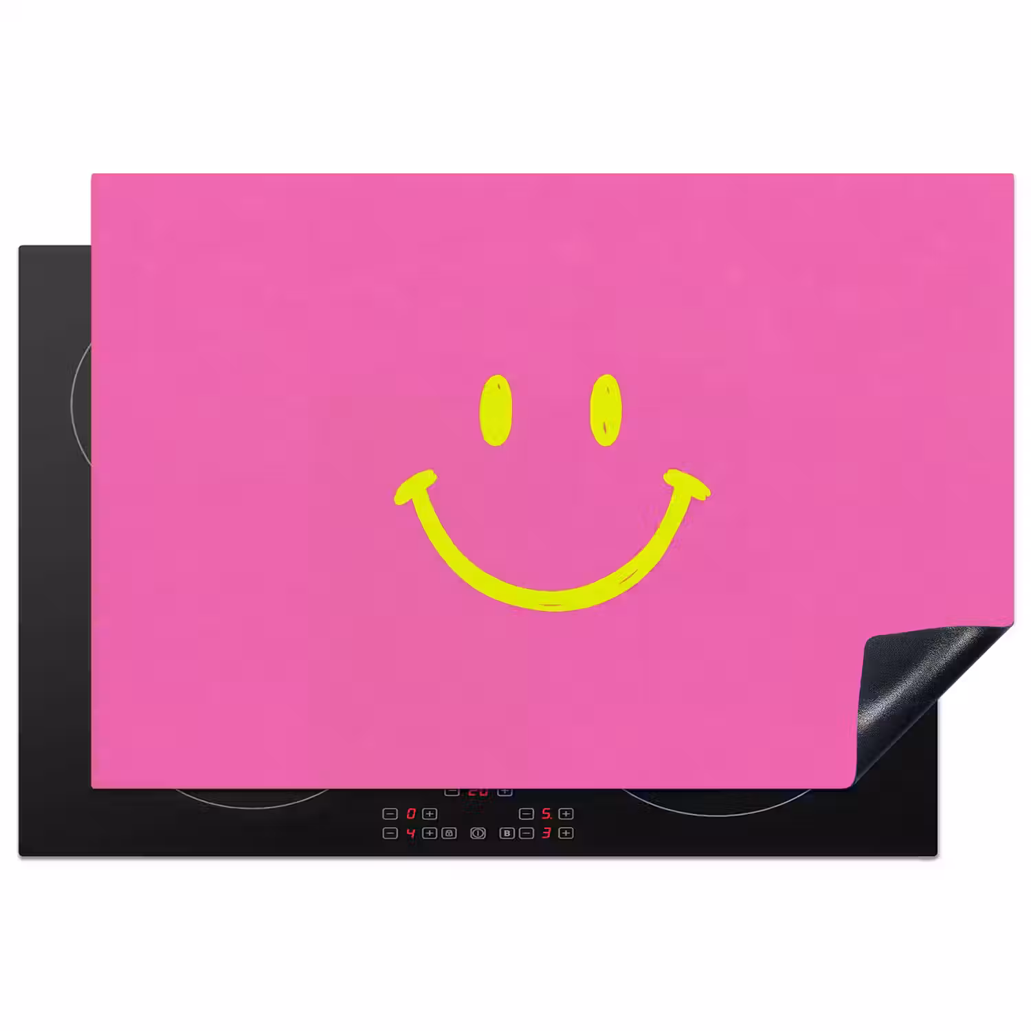 Smiley - Vrolijk - Roze Inductie beschermer vinyl 3mm klein -3d